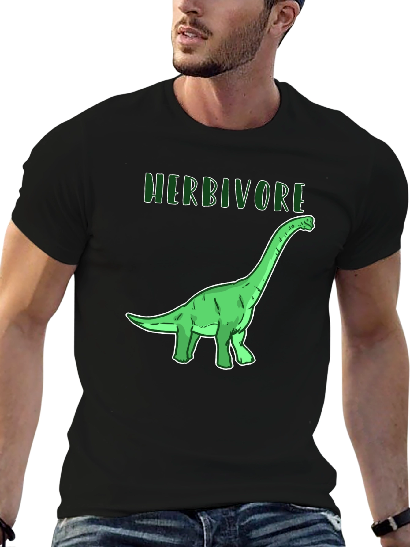 Black Herbivore Dinosaur Graphic T-Shirt - Black Cotton Tee view 6