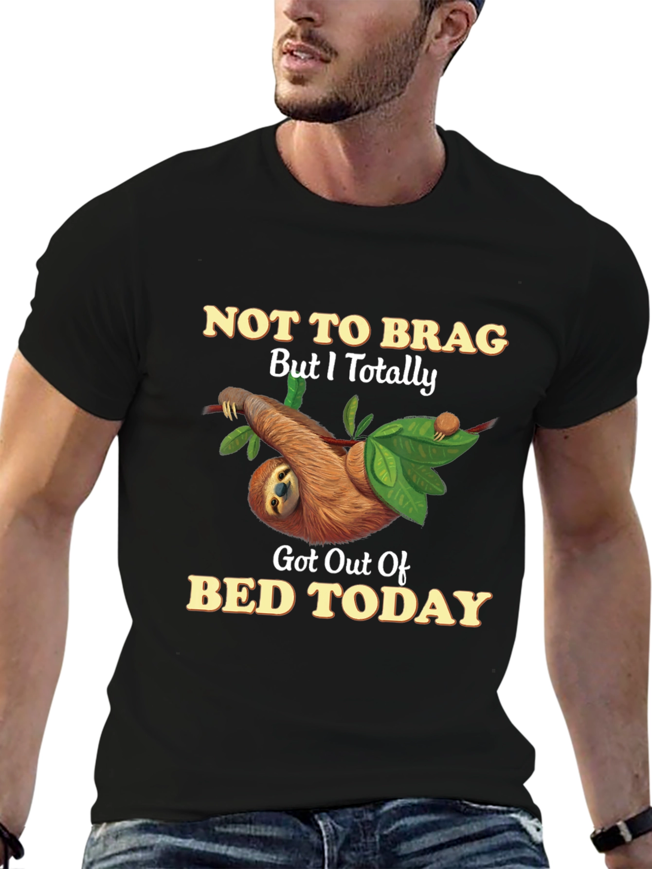 Black Sloth Got Out of Bed T-Shirt view 6