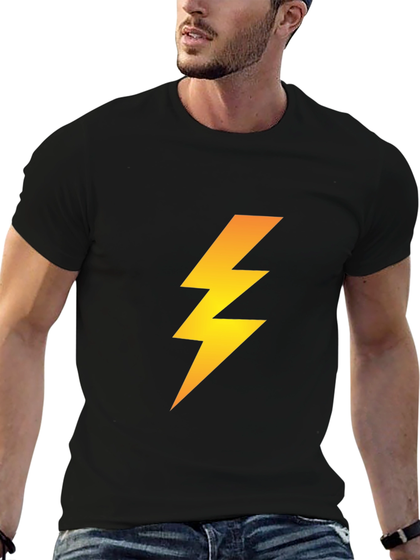 Black Lightning Bolt Graphic Tee - Black view 6