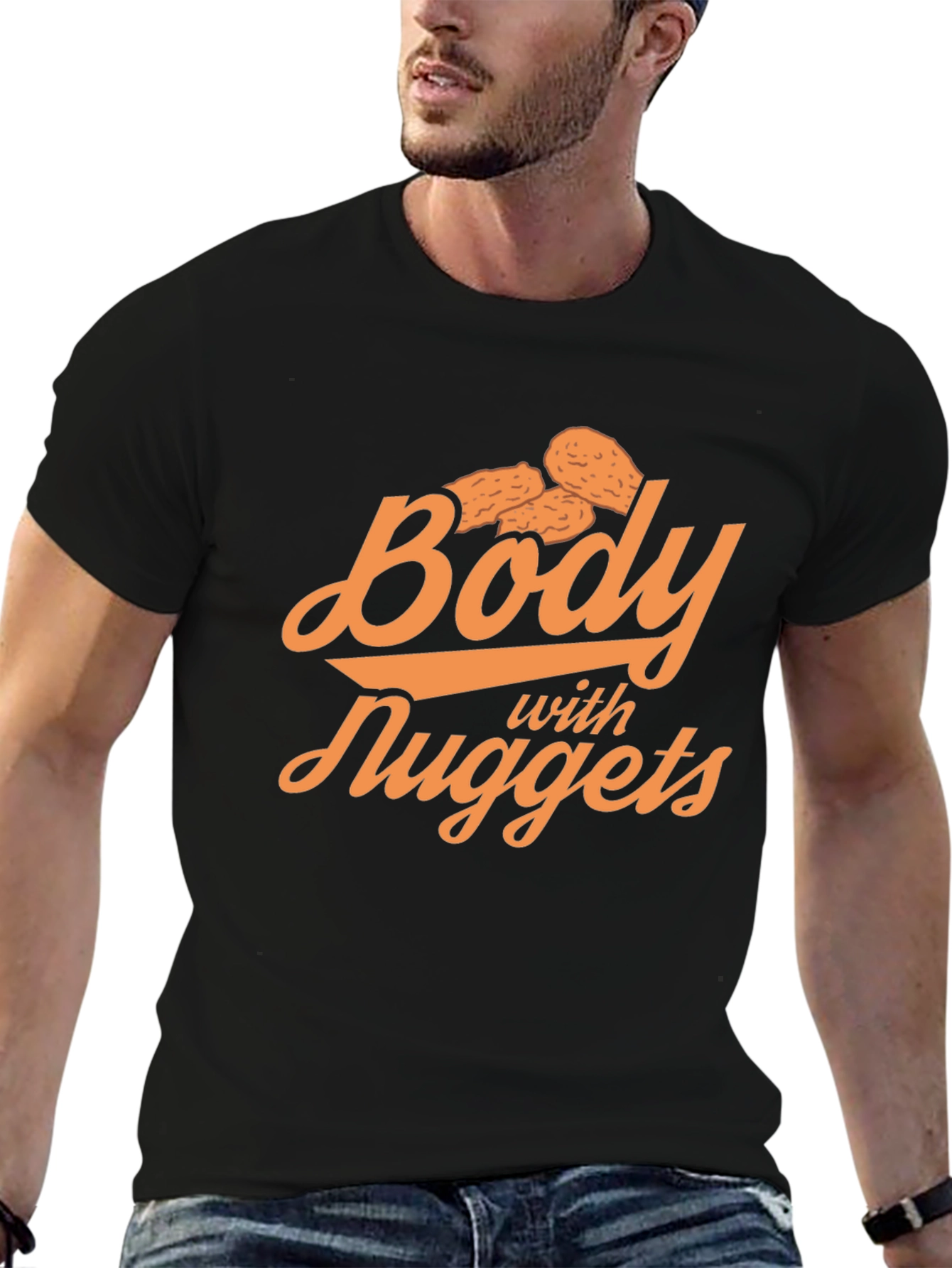 Black Body with Nuggets Funny Graphic T-Shirt view 6