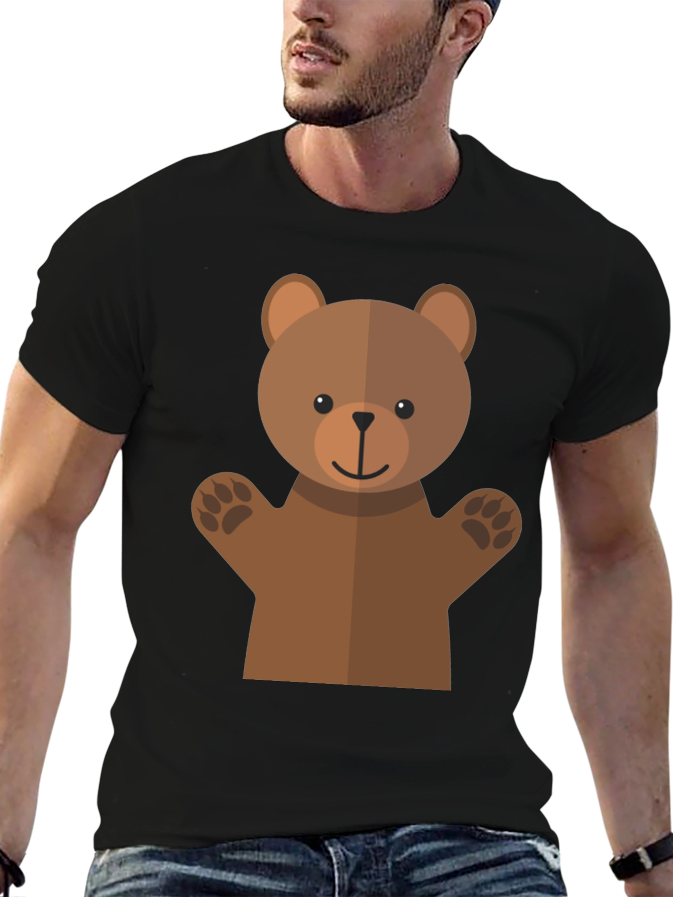 Black Cute Bear Graphic Tee - Black T-Shirt view 6