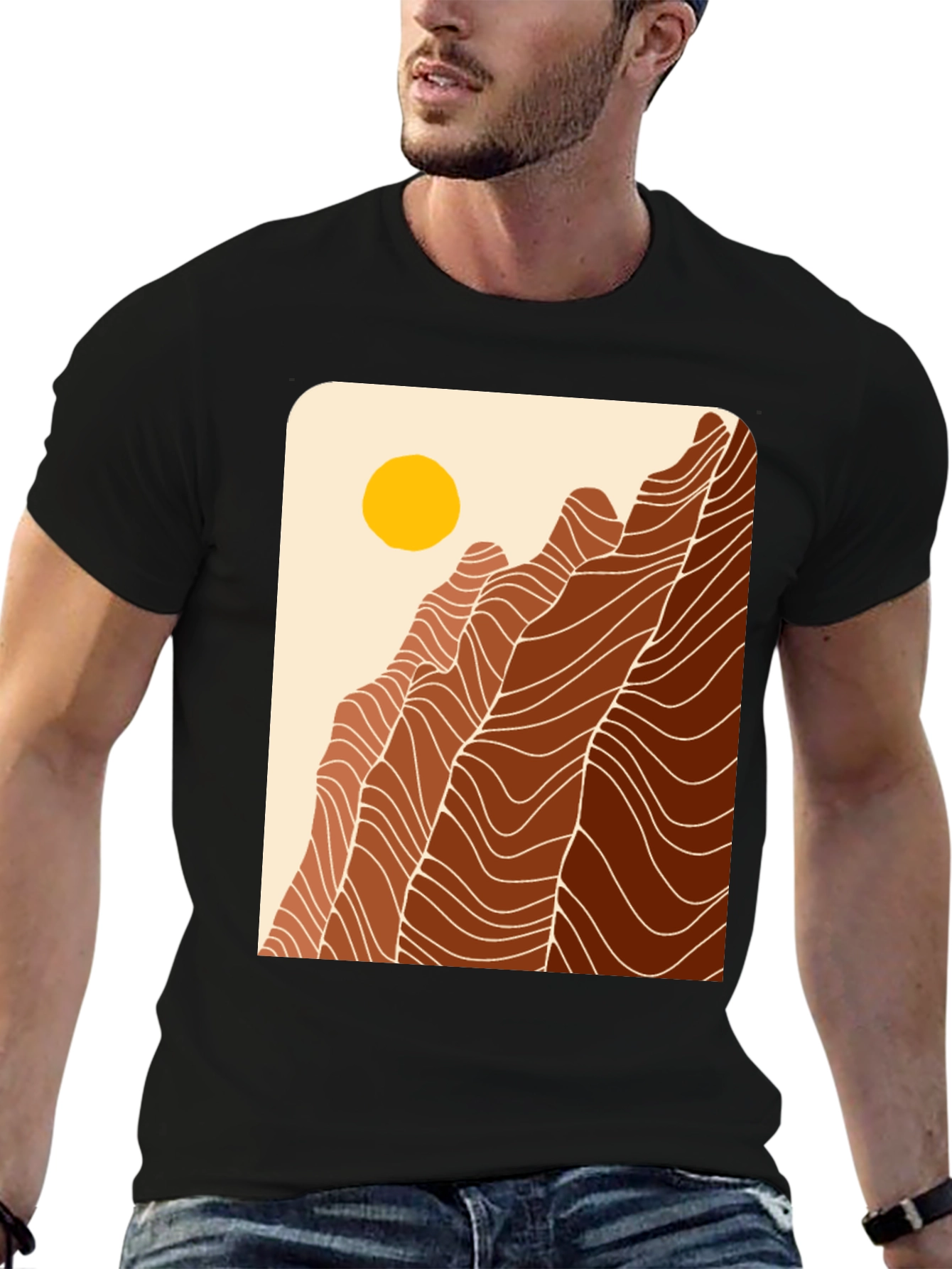 Black Mountains Graphic Tee - Unisex Black Cotton T-Shirt view 6