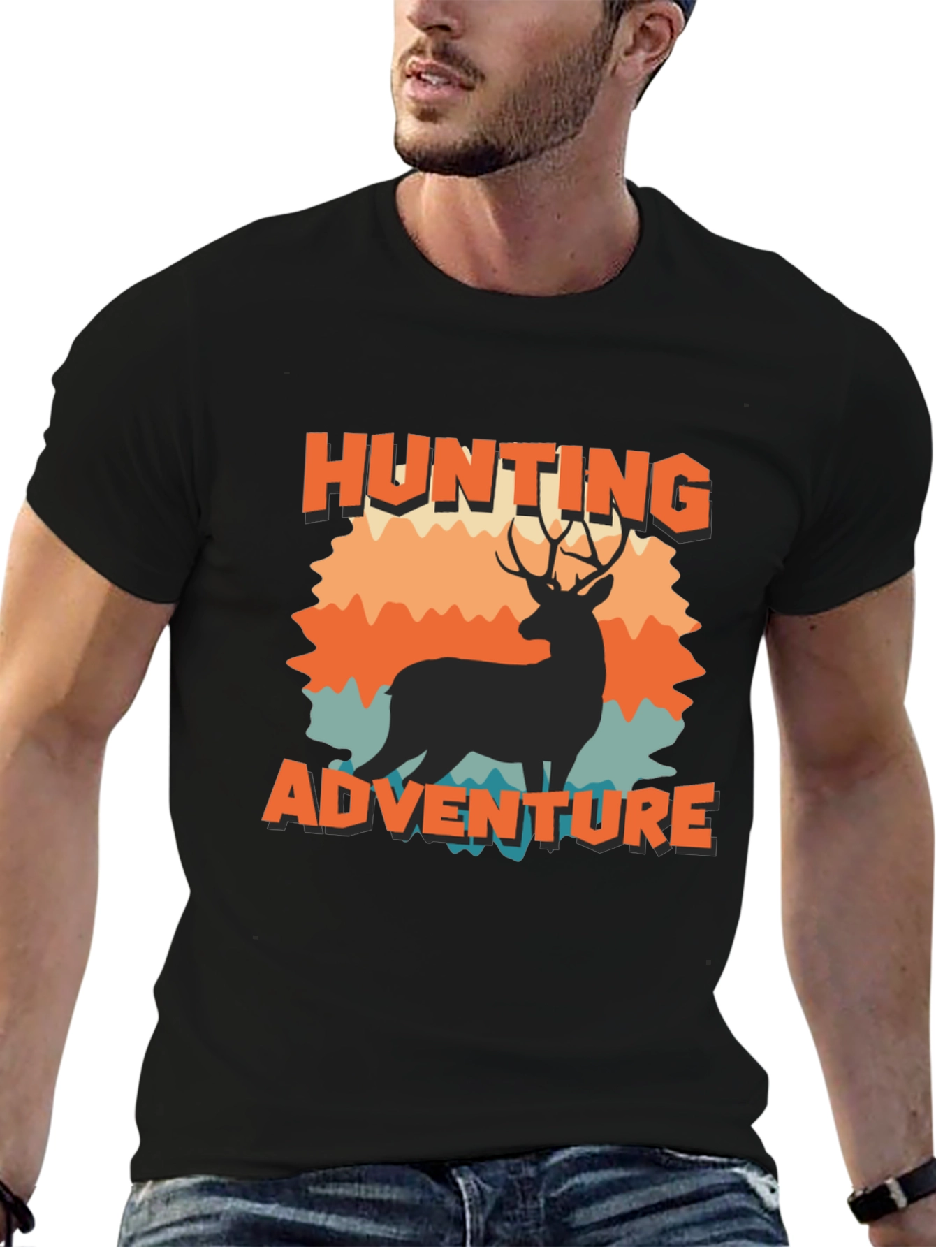 Black Hunting Adventure Graphic Tee - Black view 6