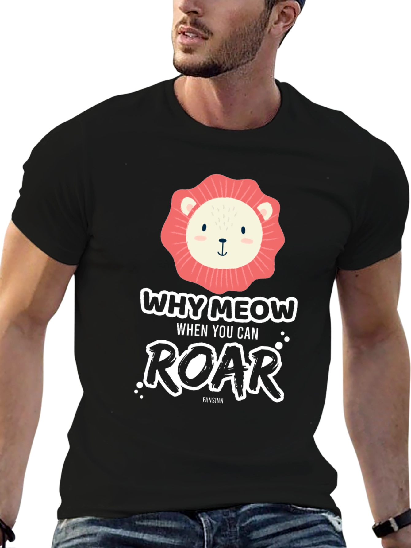 Black Why Meow When You Can Roar T-Shirt view 6