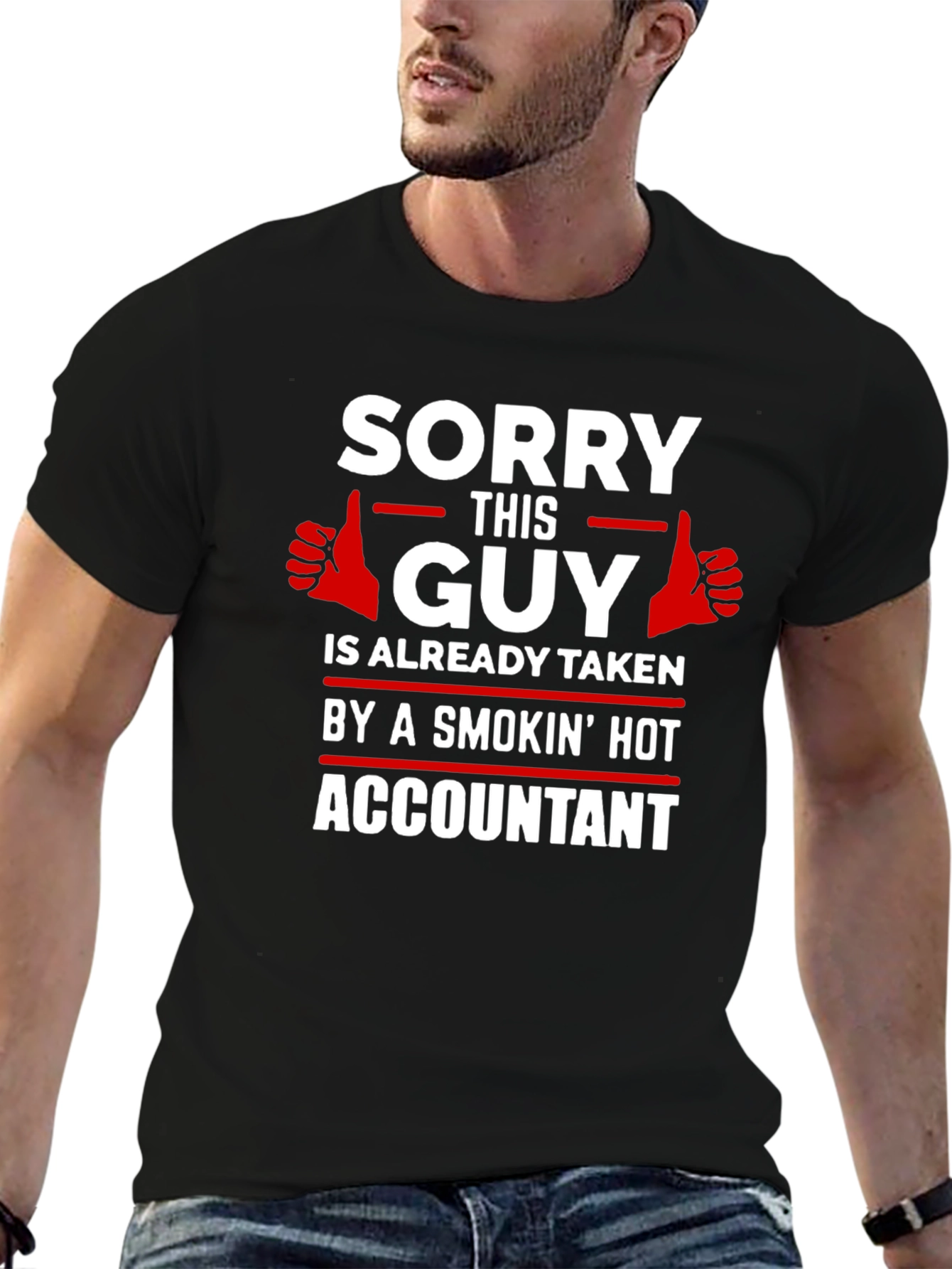 Black Funny Accountant T-Shirt: Sorry This Guy Is Taken view 6