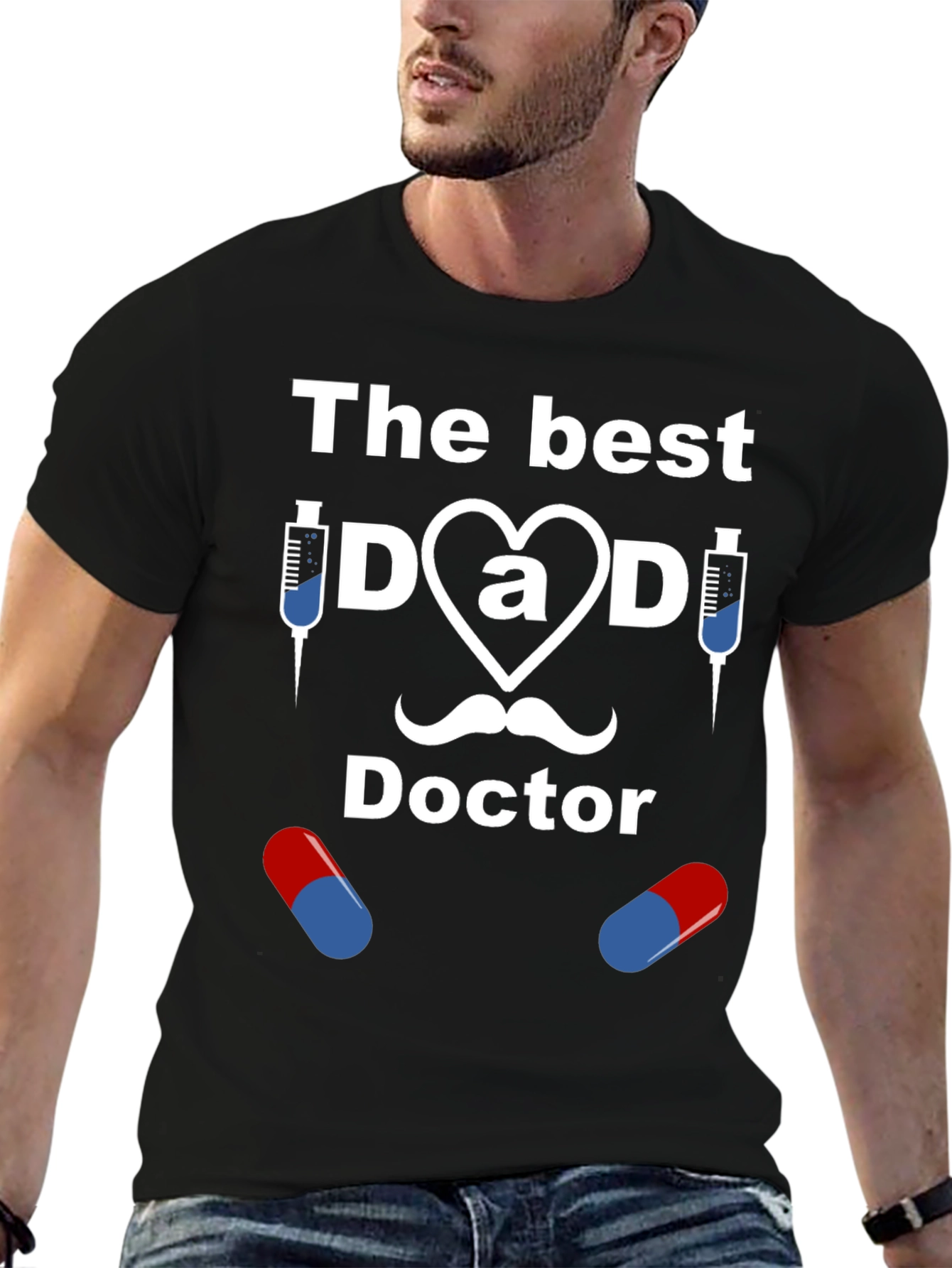 Black The Best Dad Doctor Graphic T-Shirt view 6