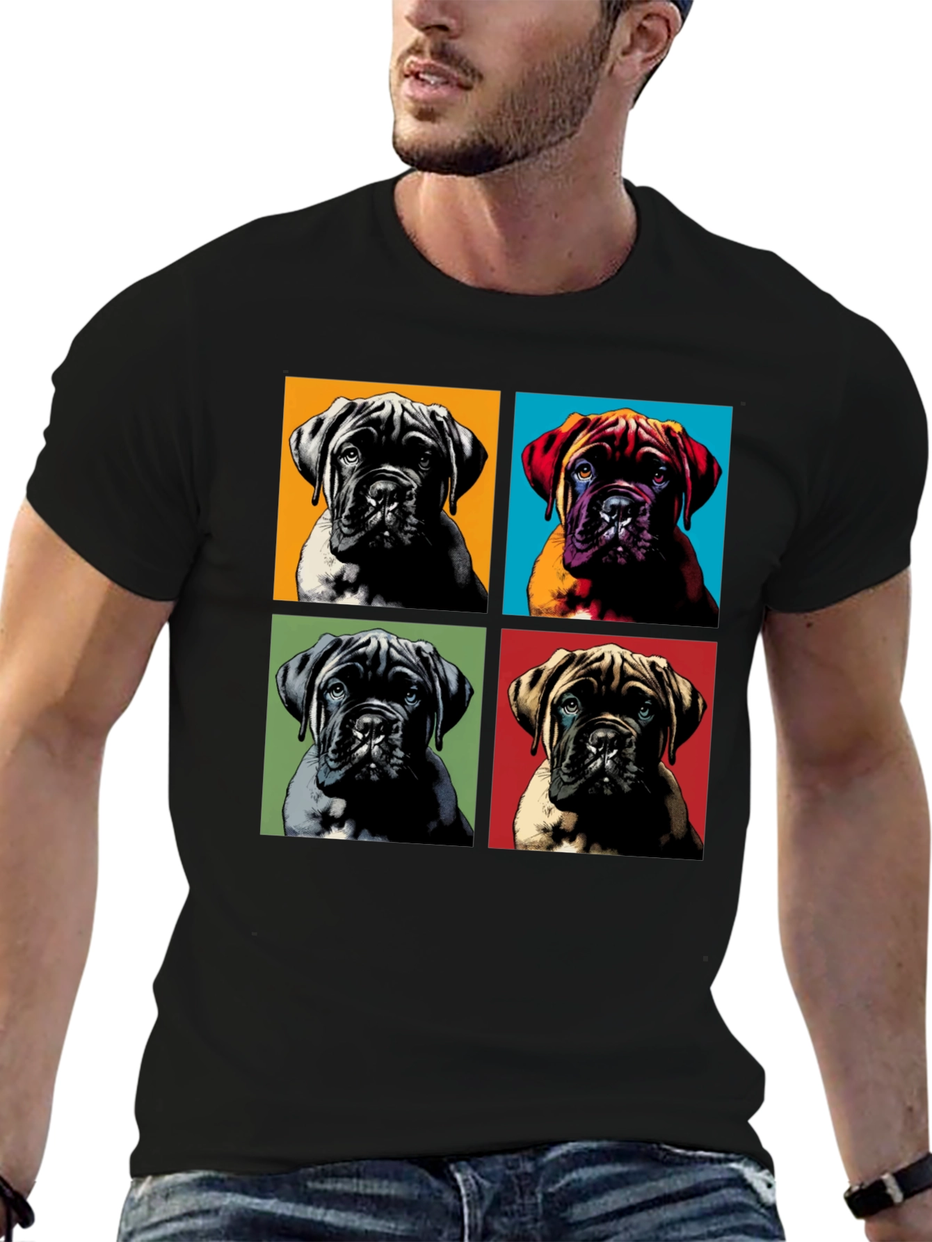 Black Pop Art Dog Breed Graphic Tee view 6