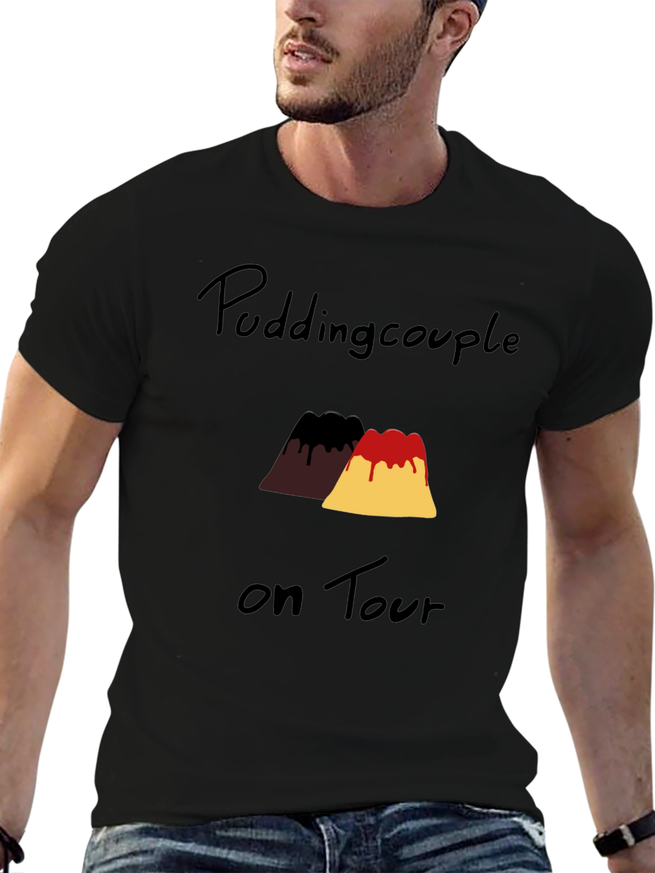 Black Pudding Couple on Tour Black Graphic T-Shirt view 6