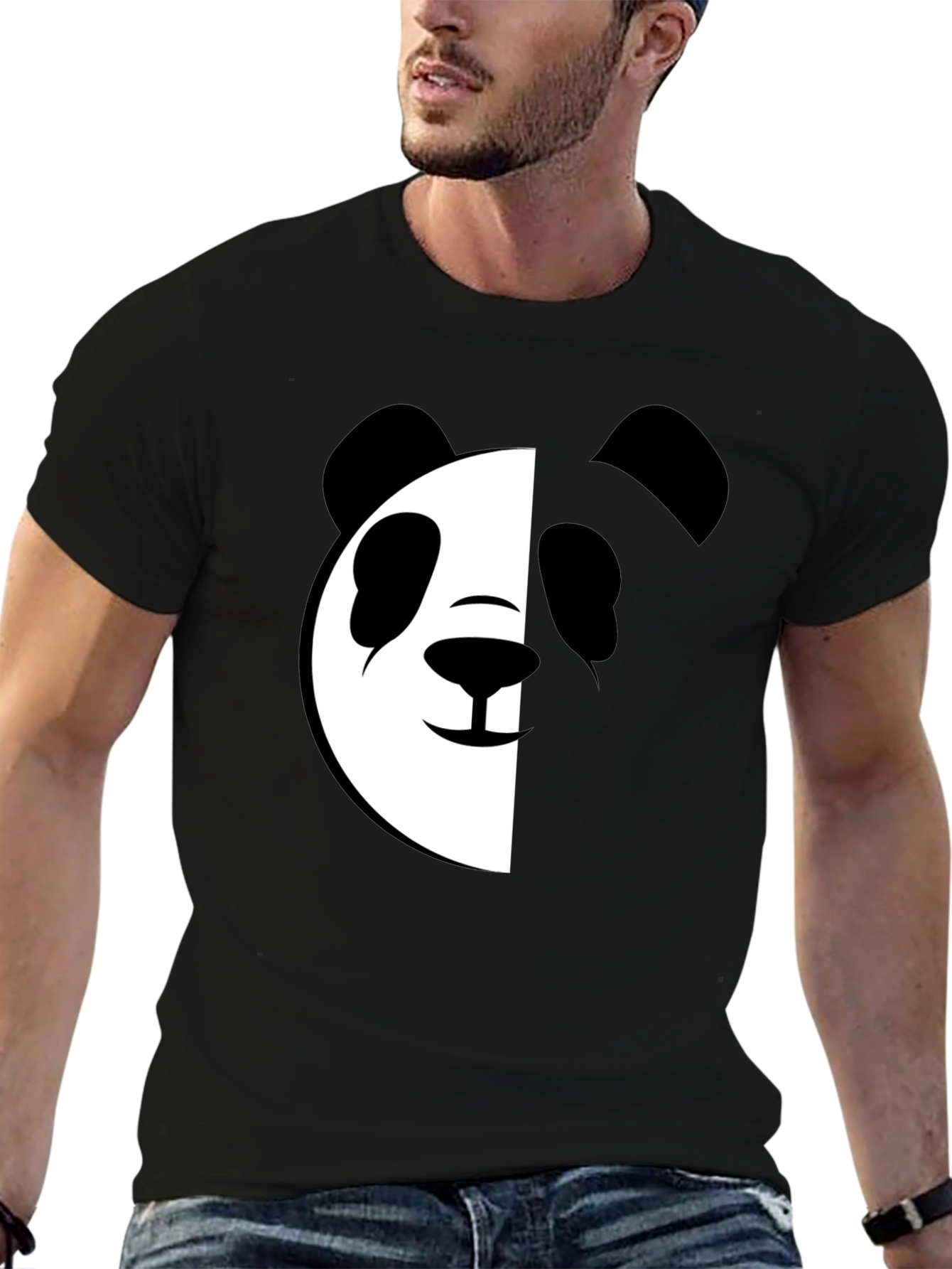 Black Cool Panda Graphic T-Shirt view 6