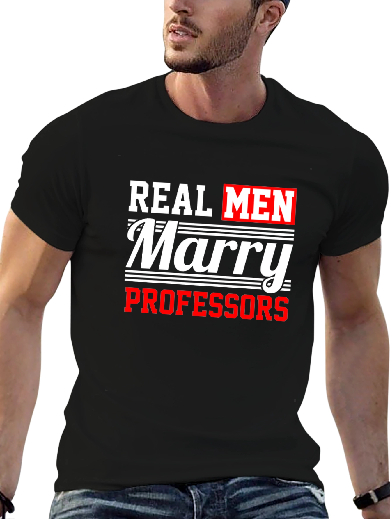 Black Real Men Marry Professors T-Shirt view 6