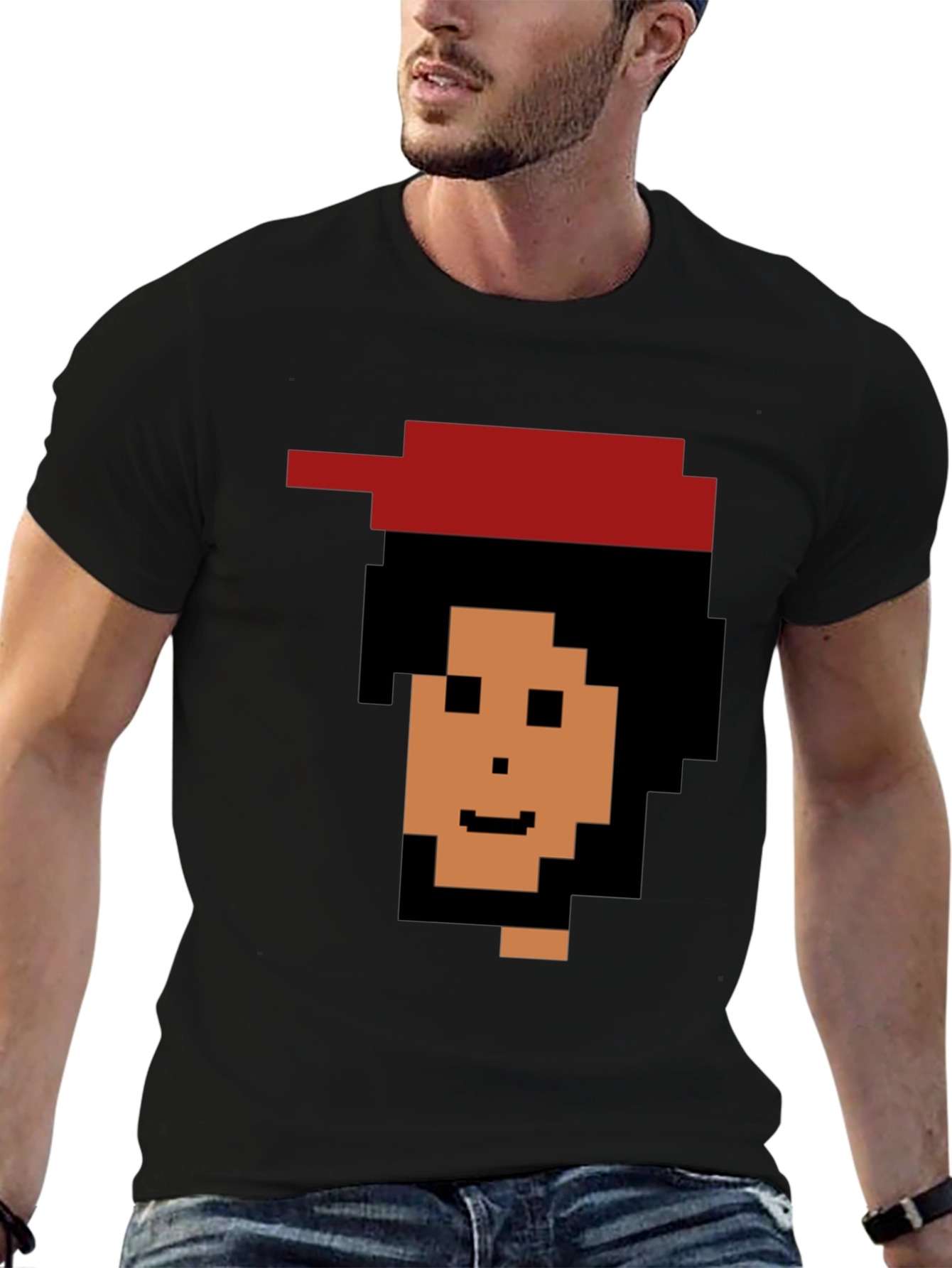 Black Pixel Art Character Graphic Black T-Shirt view 6