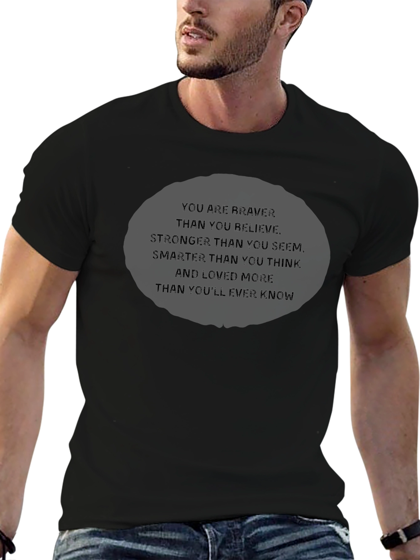 Black Inspirational Quote Tee - Braver, Stronger, Smarter view 6