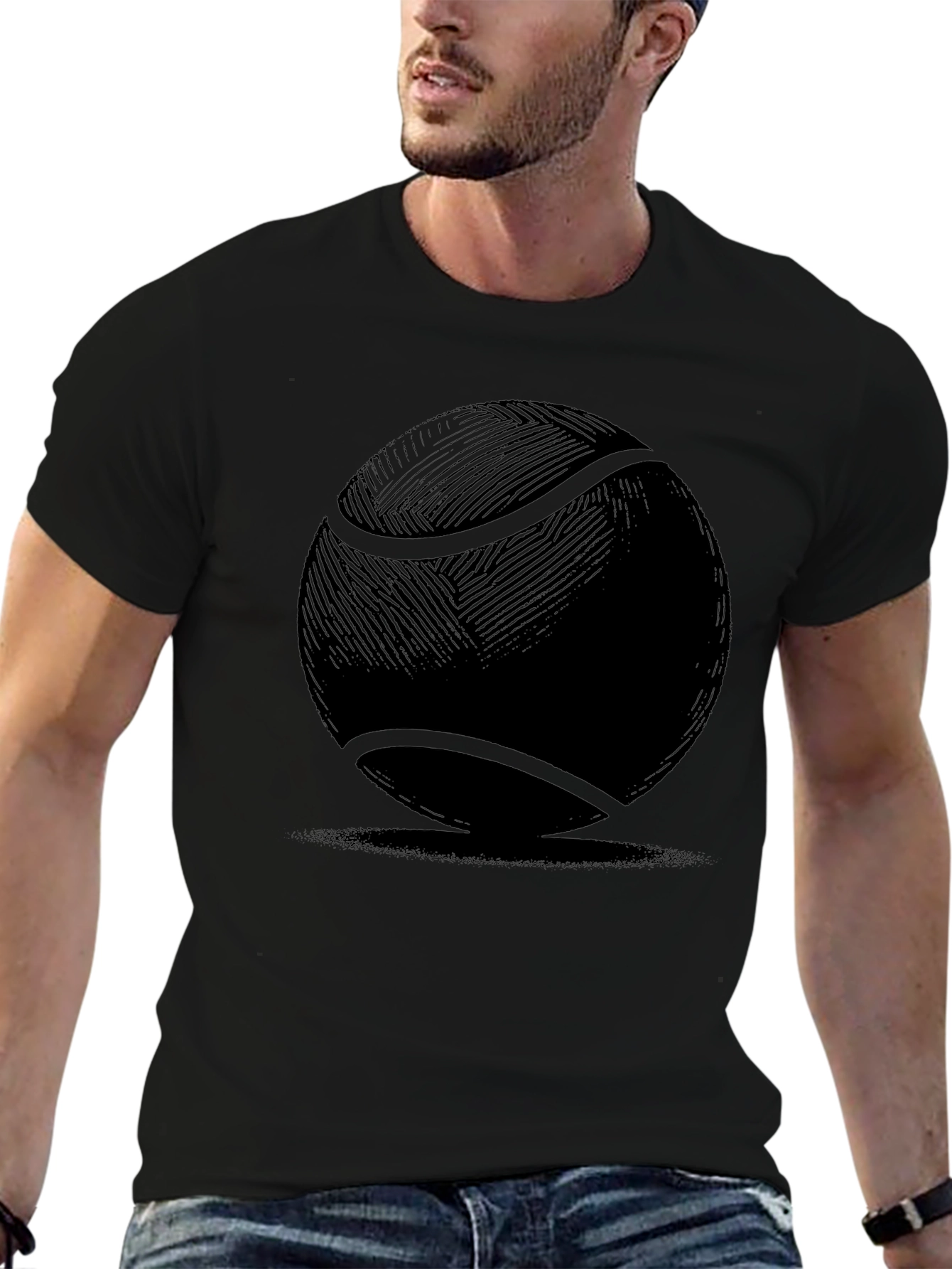 Black Tennis Ball Graphic Tee - Unique Sportswear view 6