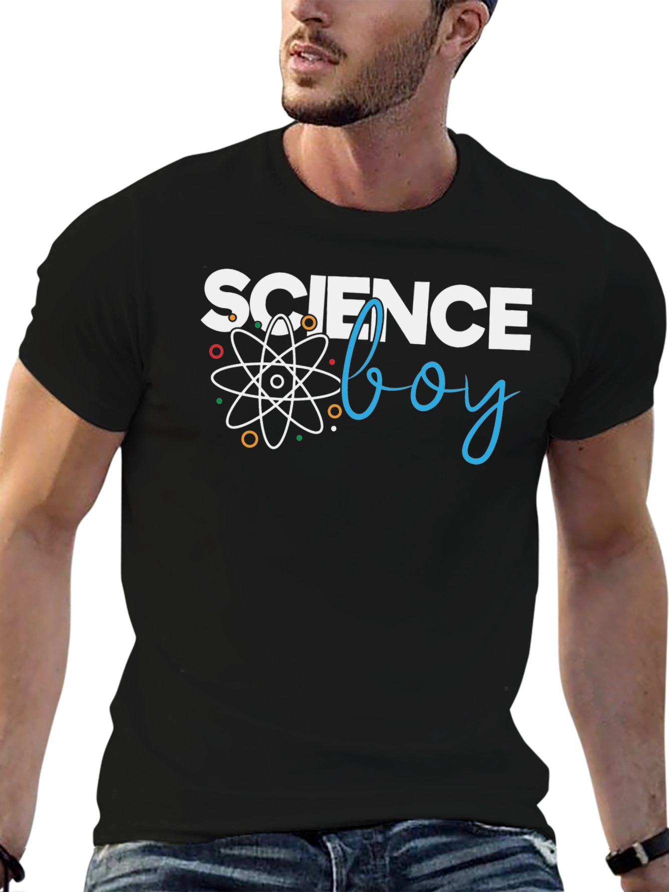 Black Science Boy Graphic T-Shirt - Black Cotton Tee view 6