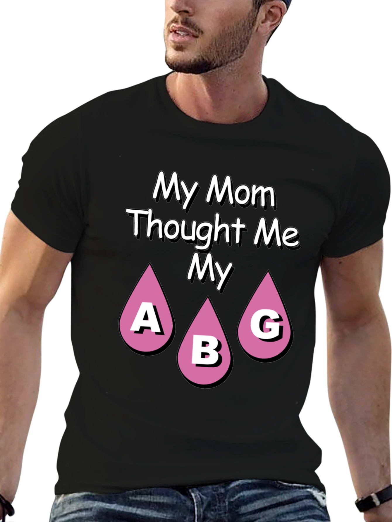 Black Funny Mom ABG T-Shirt - Novelty Graphic Tee view 6