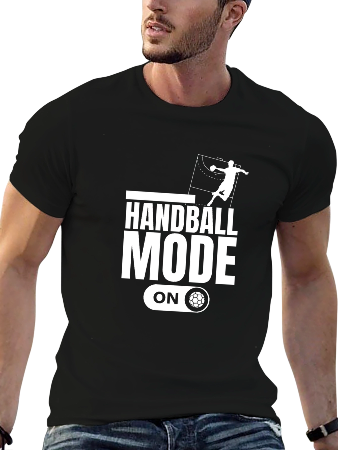 Black Handball Mode On Black Graphic Tee view 6
