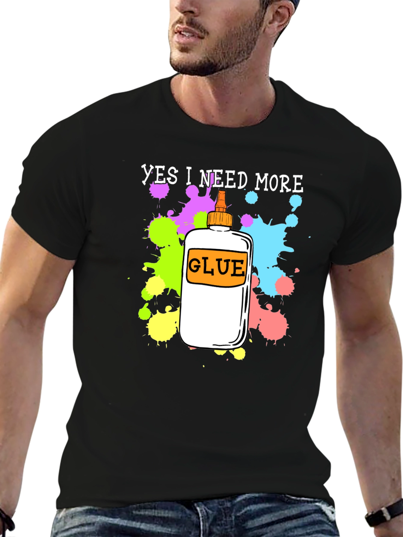 Black Yes I Need More Glue T-Shirt - Arts & Crafts Apparel view 6