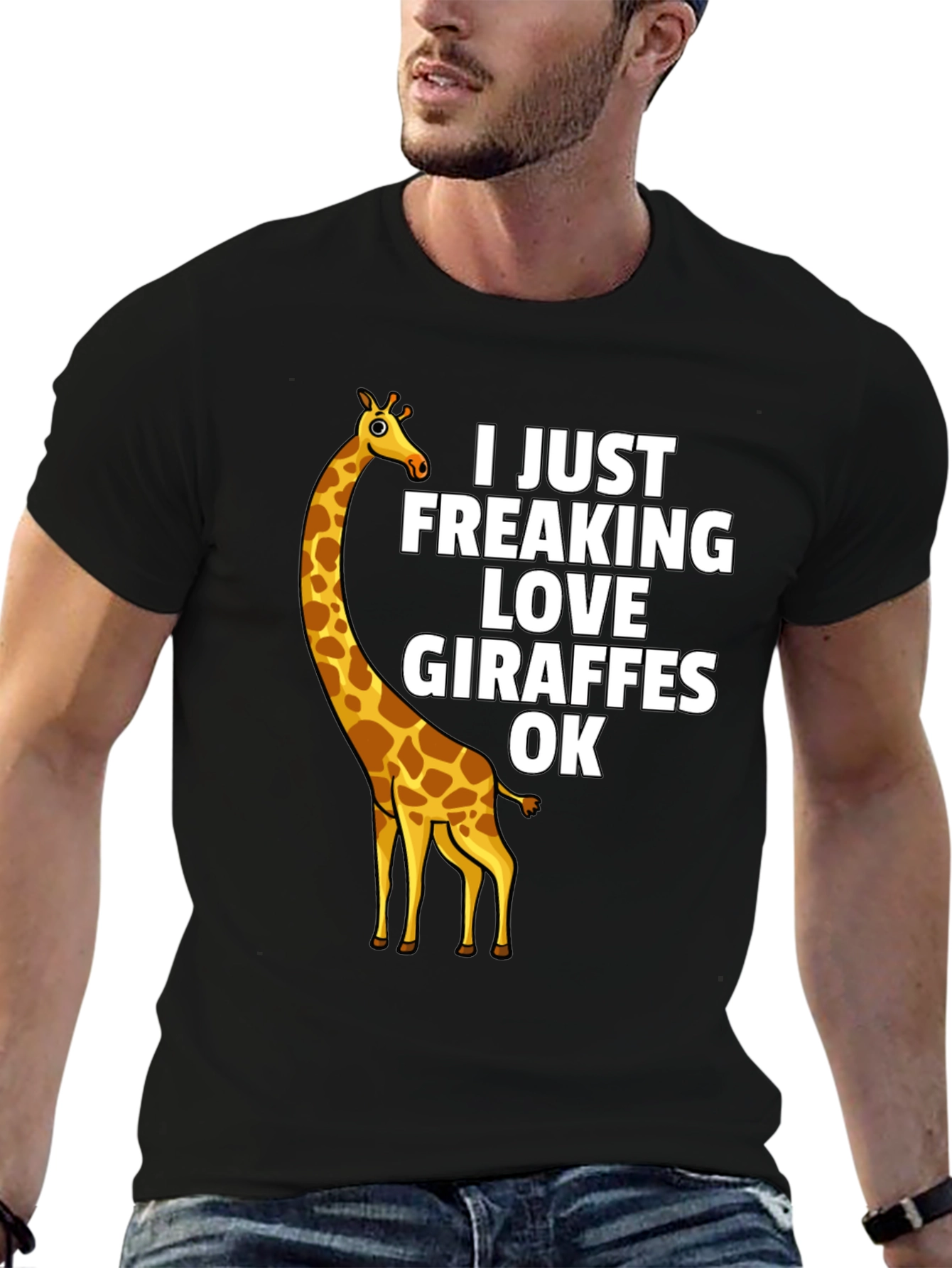 Black I Just Freaking Love Giraffes OK - Graphic T-Shirt view 6