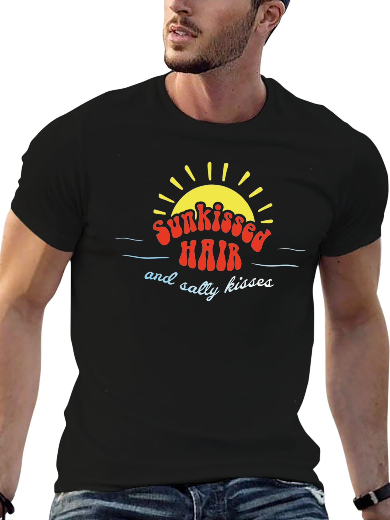 Black Sunkissed Hair T-Shirt - Salty Kisses Summer Tee view 6