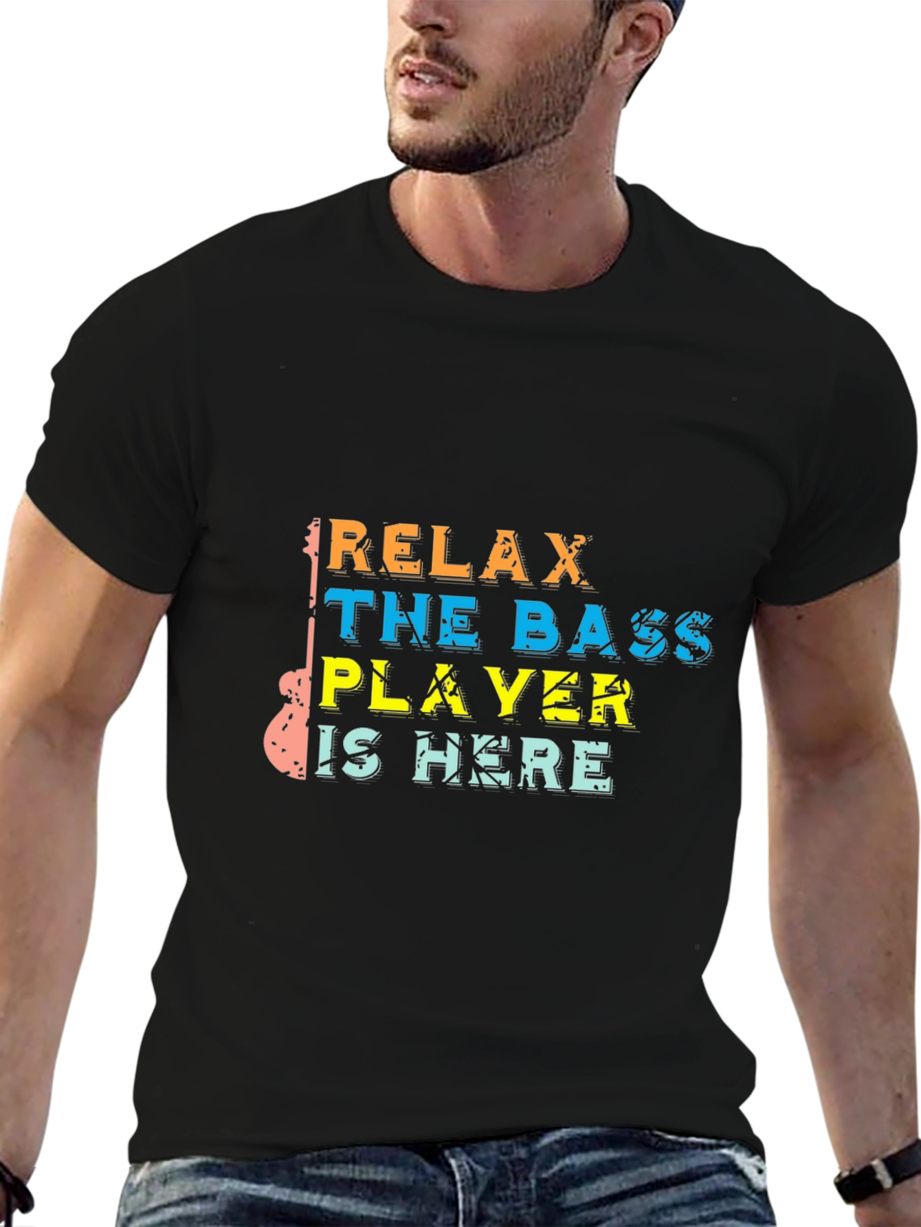 Black Relax, The Bass Player Is Here Graphic T-Shirt view 6