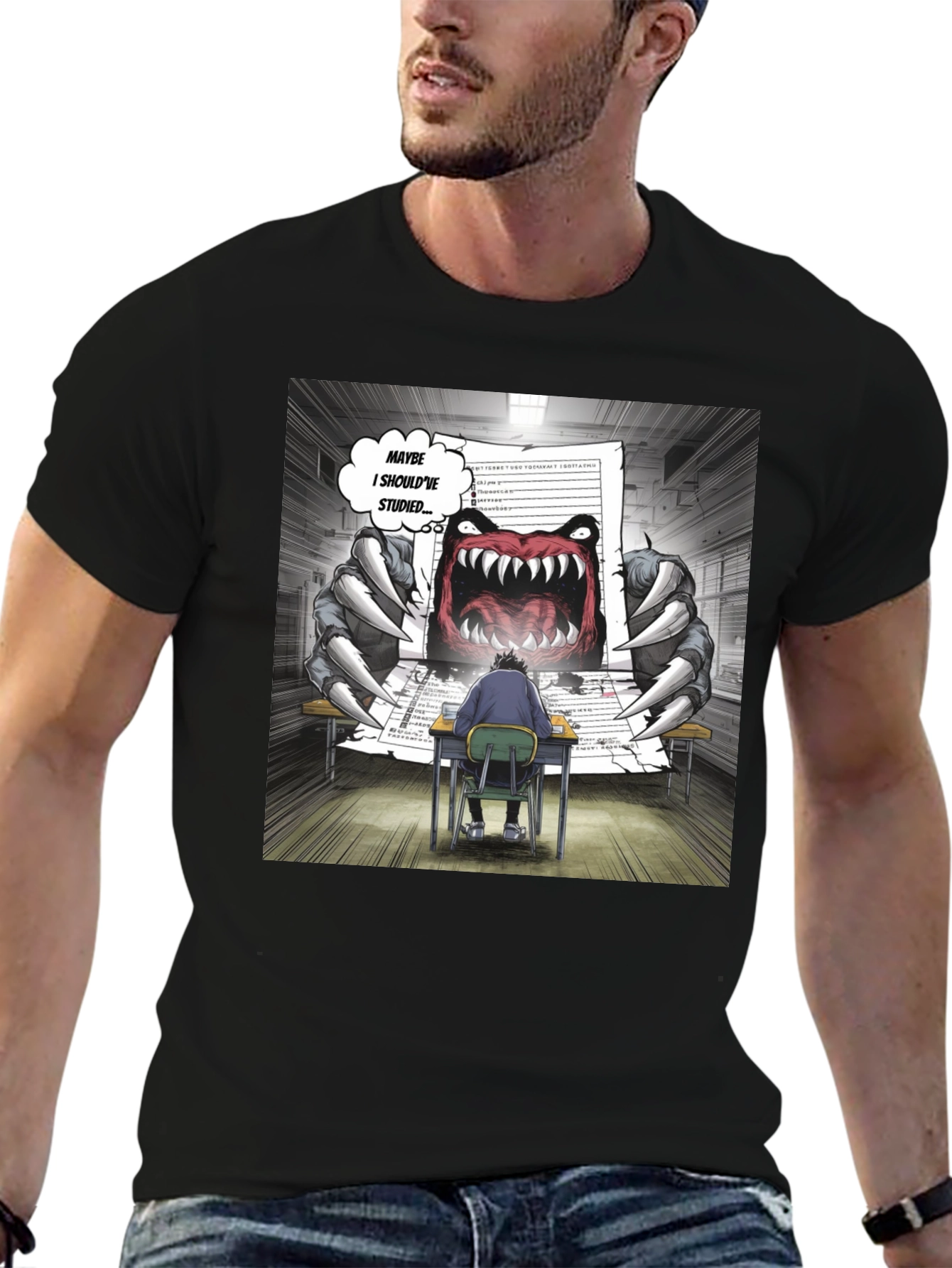 Black Monster Test T-Shirt - Study Humor Tee view 6