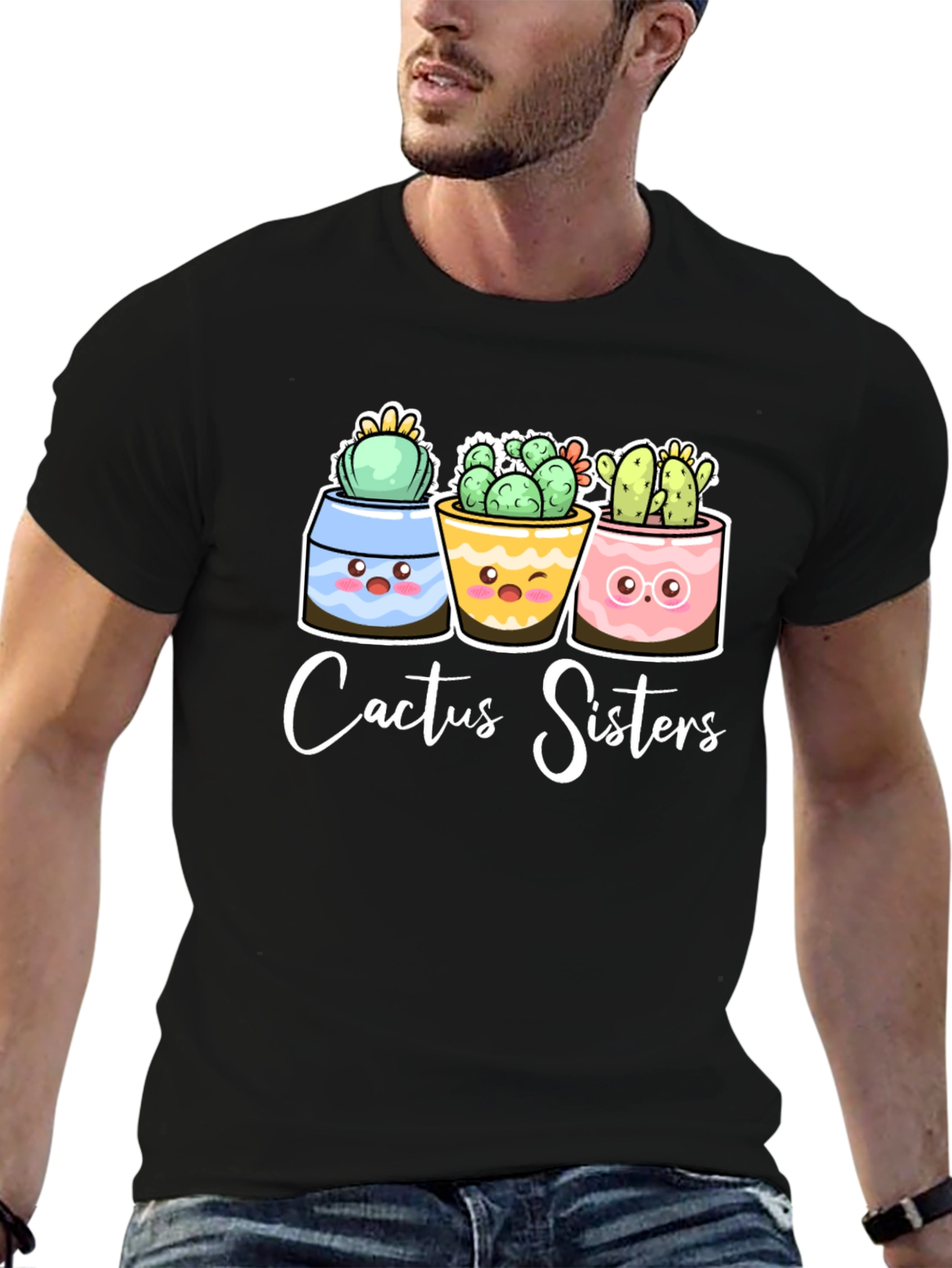 Black Cactus Sisters T-Shirt view 6