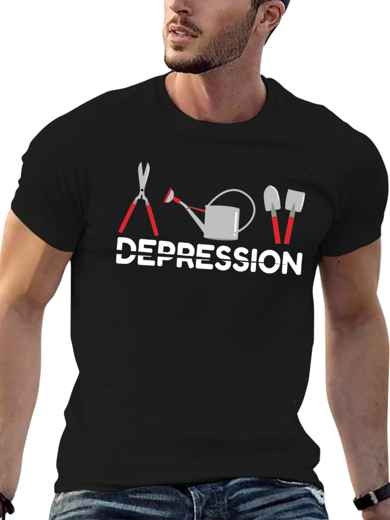Black Gardening Depression T-Shirt - Funny Plant Lover Tee view 6