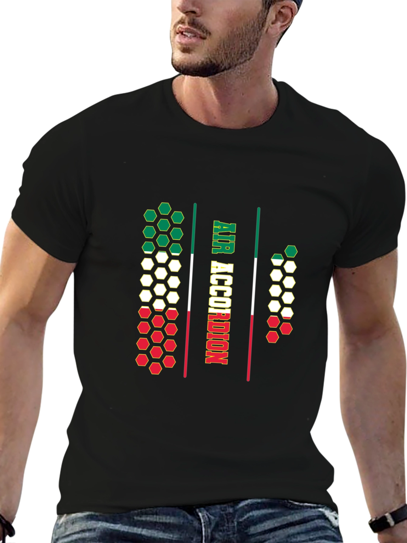 Black Air Accordion Italian Flag T-Shirt view 6