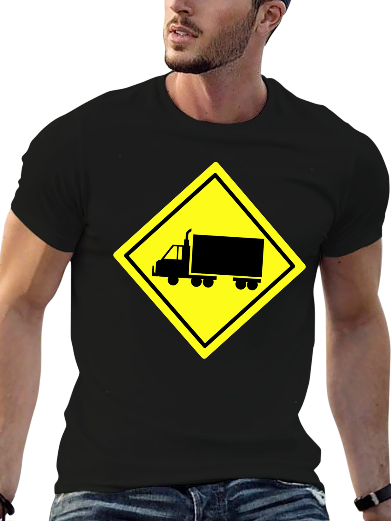 Black Truck Crossing Sign Graphic Tee - Black view 6