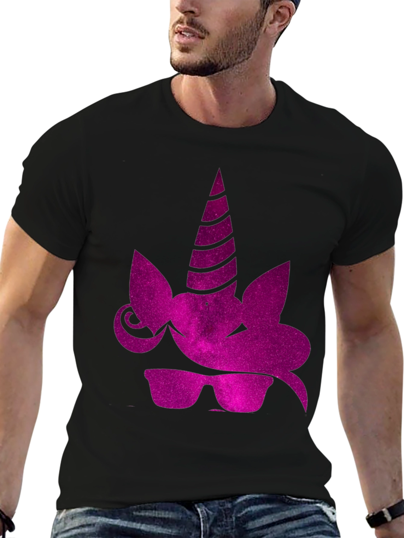 Black Cool Unicorn Tee - Black Graphic T-Shirt view 6