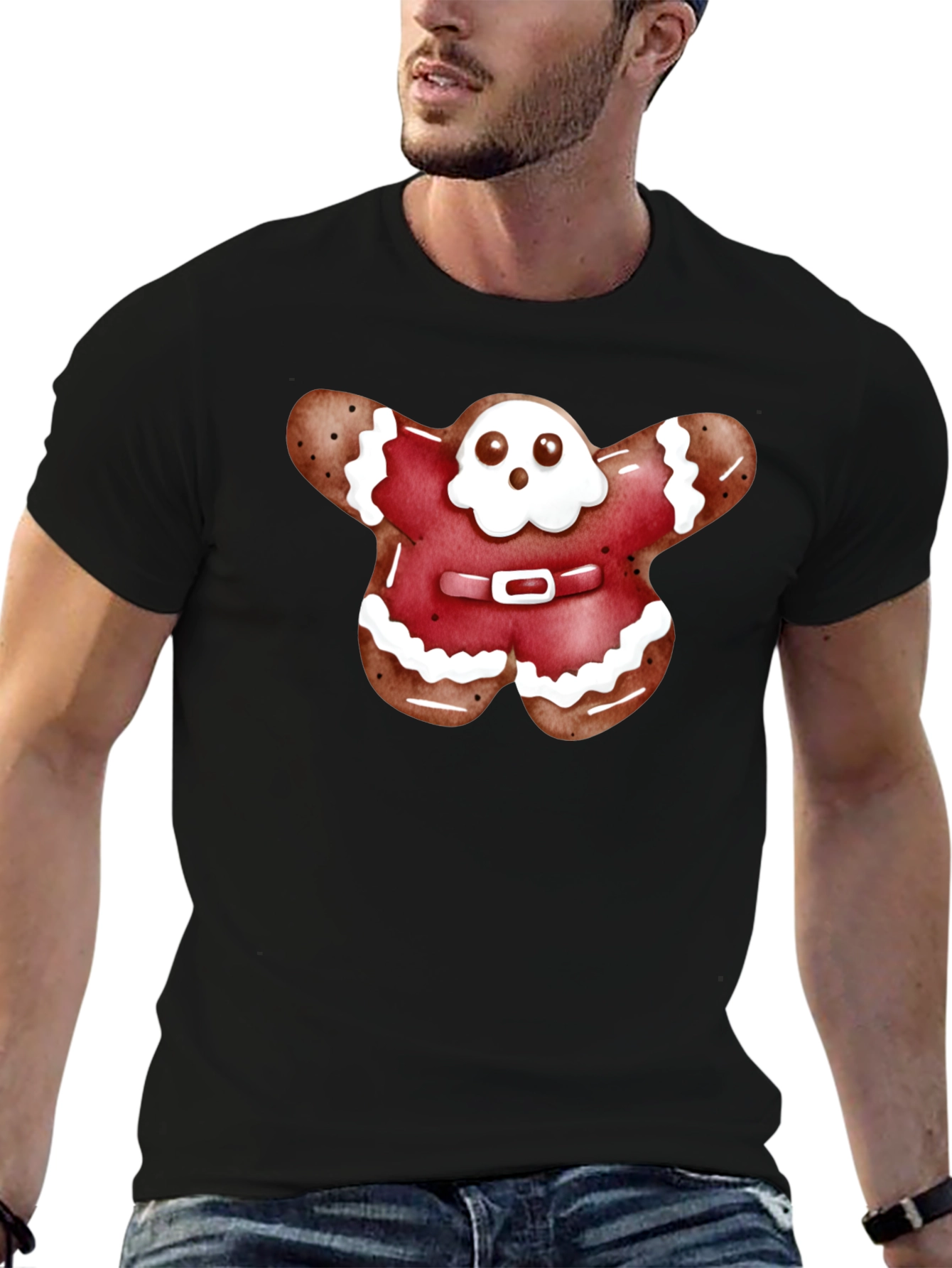Black Gingerbread Ghost T-Shirt view 6