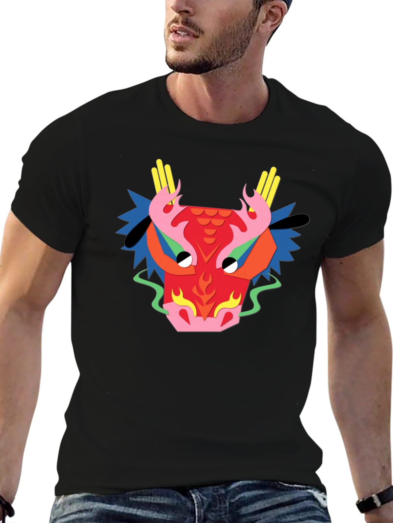 Black Dragon Graphic Tee - Unique Design Black T-Shirt view 6