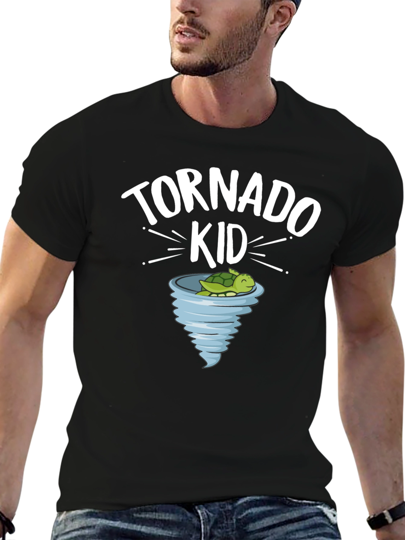 Black Tornado Kid Black T-Shirt Cute Turtle Cartoon view 6