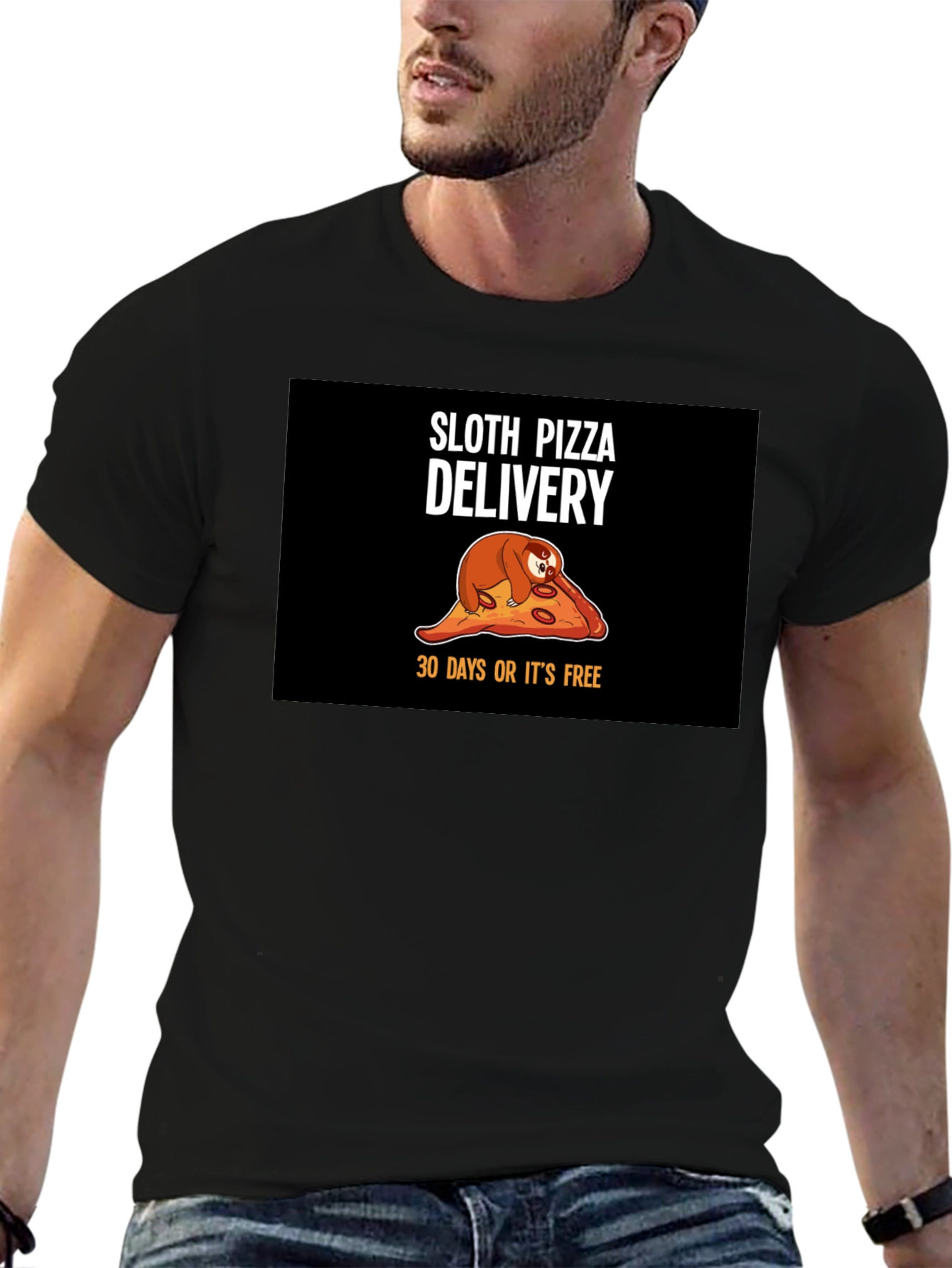 Black Sloth Pizza Delivery T-Shirt - Funny, Unique Design view 6