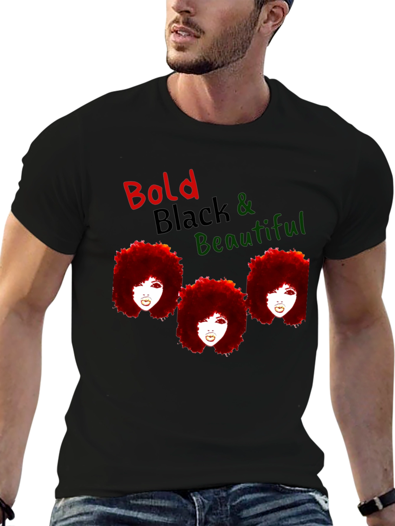 Black Bold Black & Beautiful Graphic T-Shirt view 6