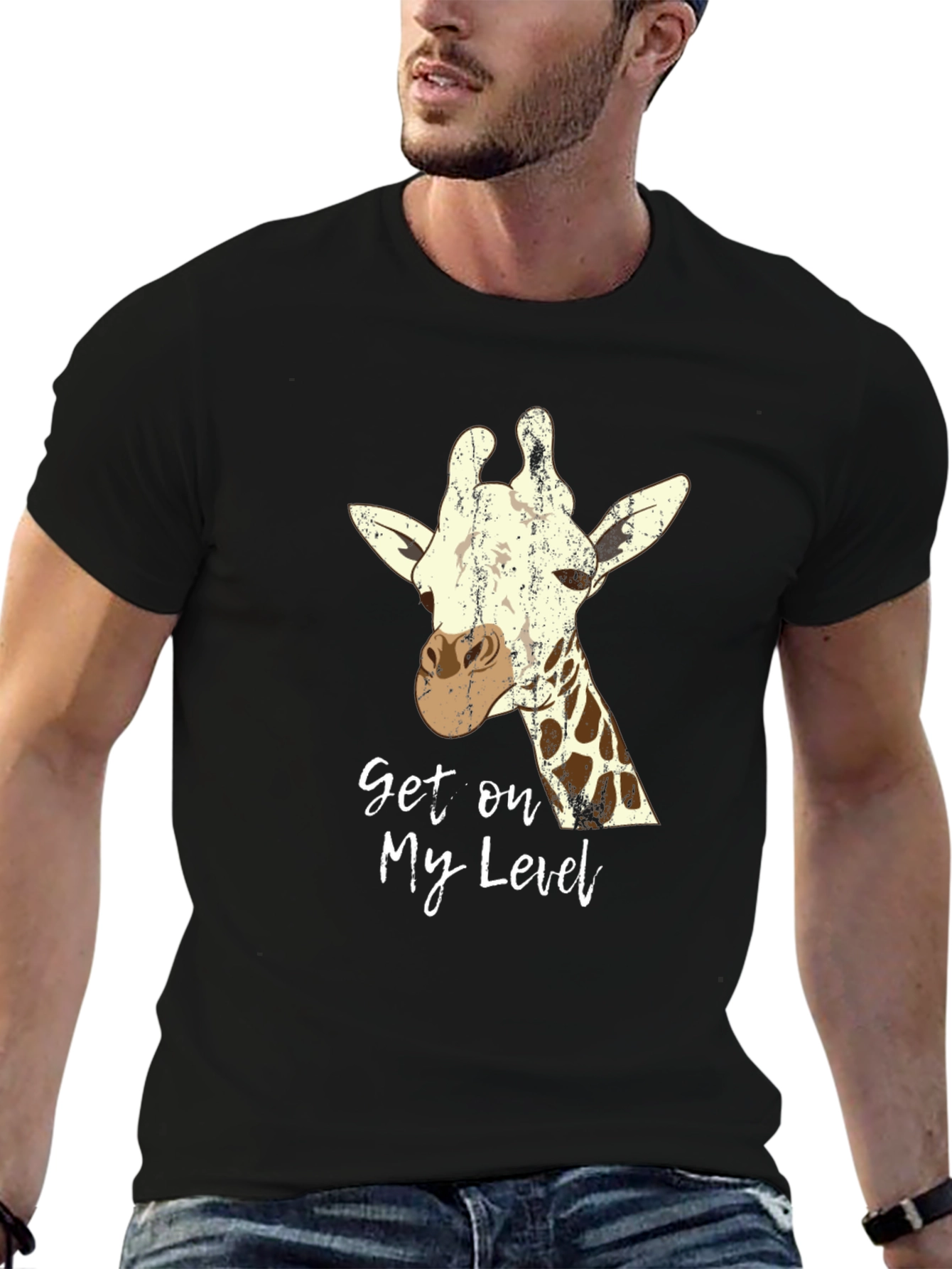Black Get on My Level Giraffe Graphic Tee - Black view 6