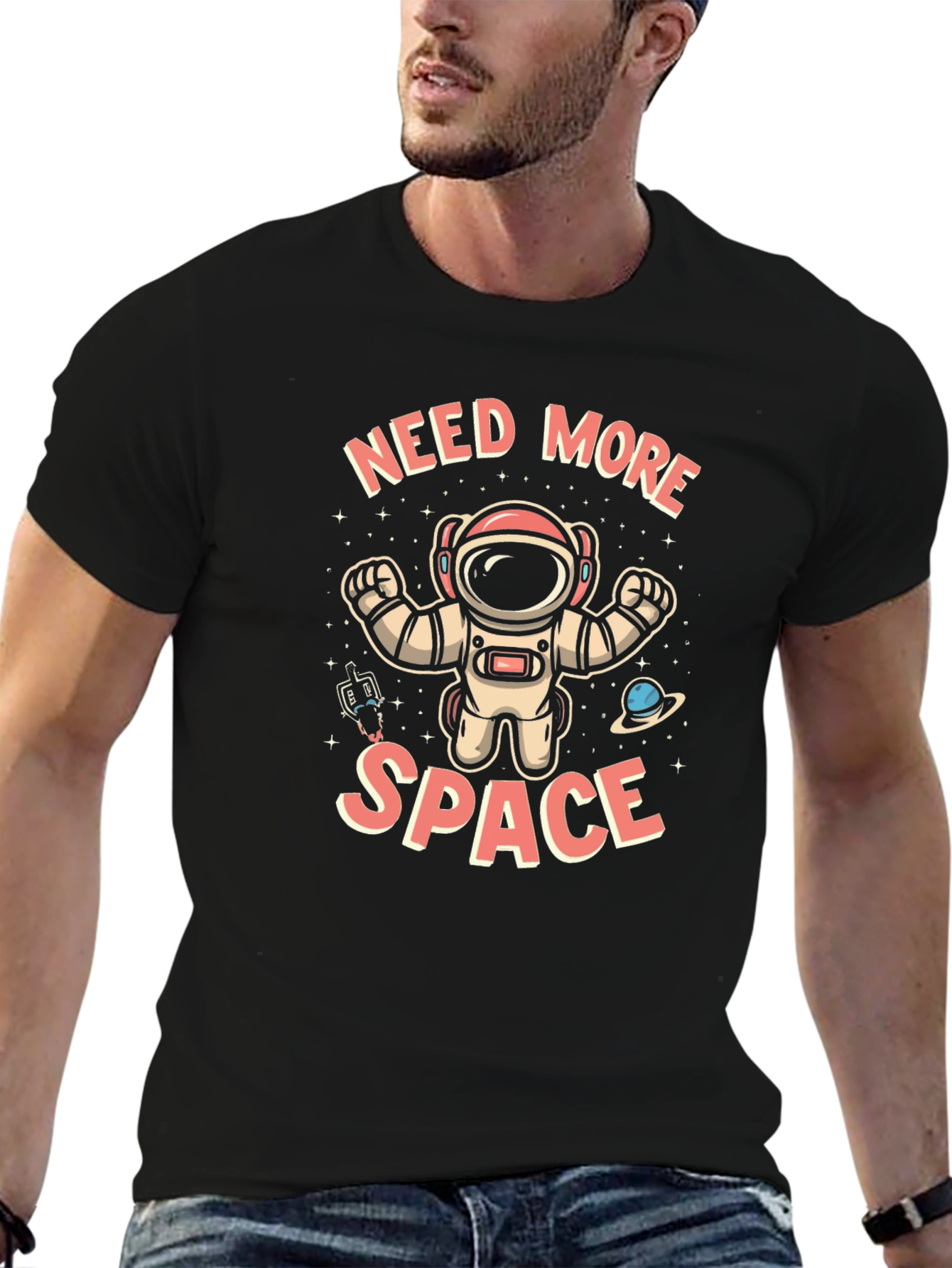 Black Need More Space T-Shirt view 6