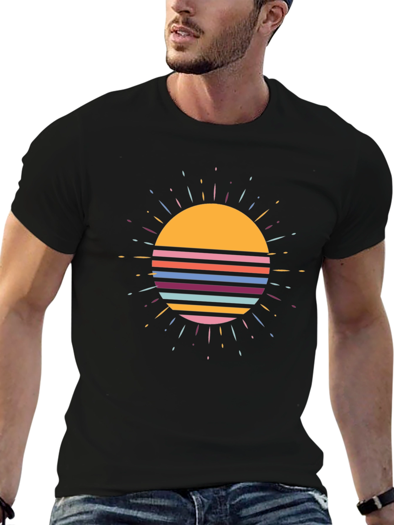 Black Retro Sunset Graphic Tee view 6