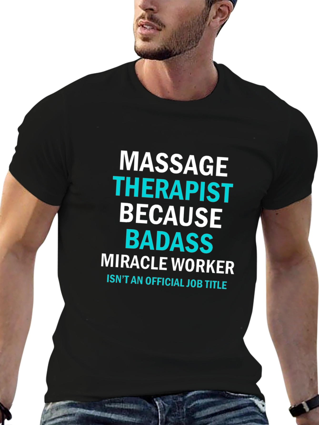 Black Massage Therapist Badass Funny T-Shirt view 6