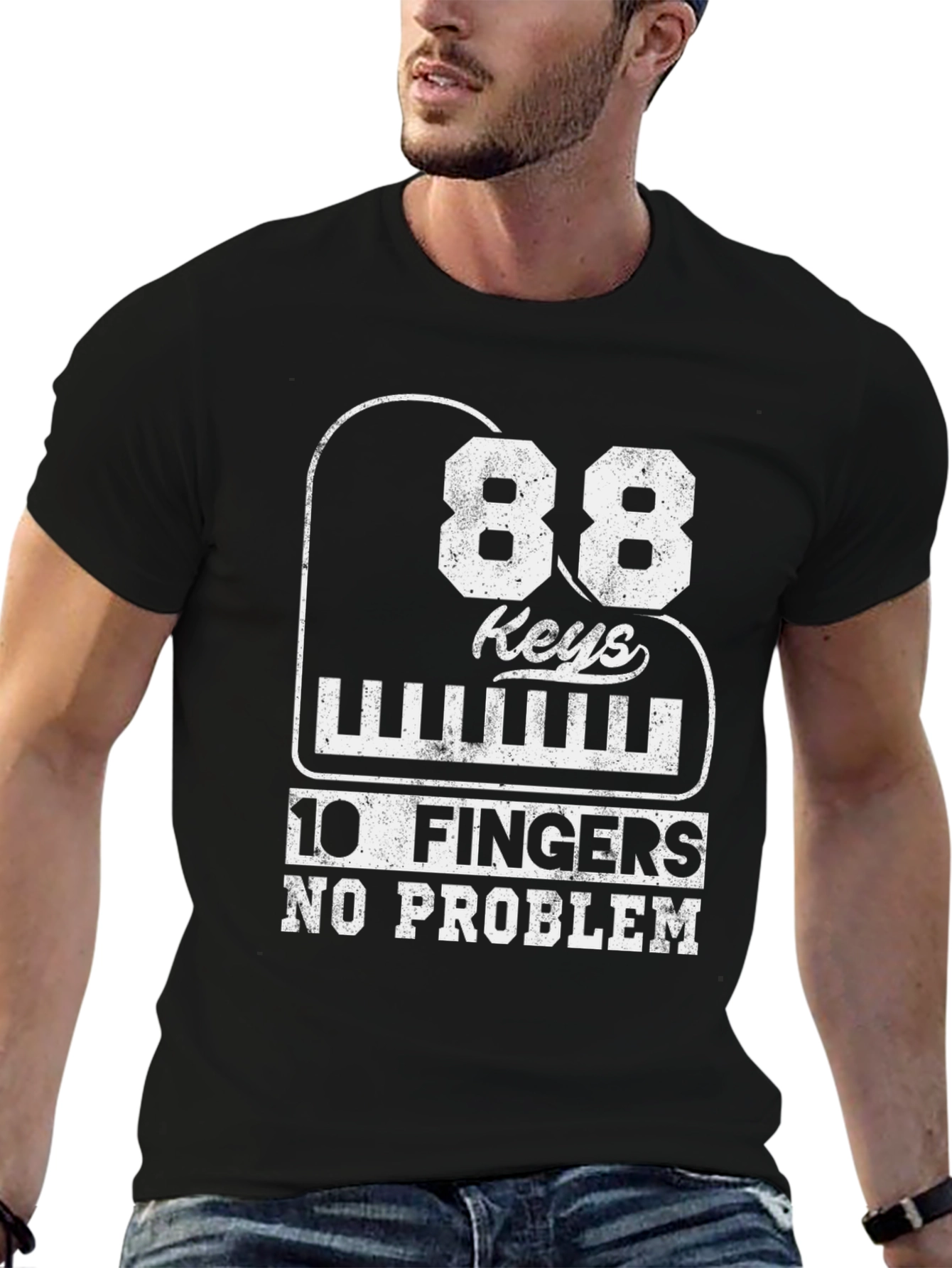 Black 88 Keys 10 Fingers No Problem T-Shirt view 6