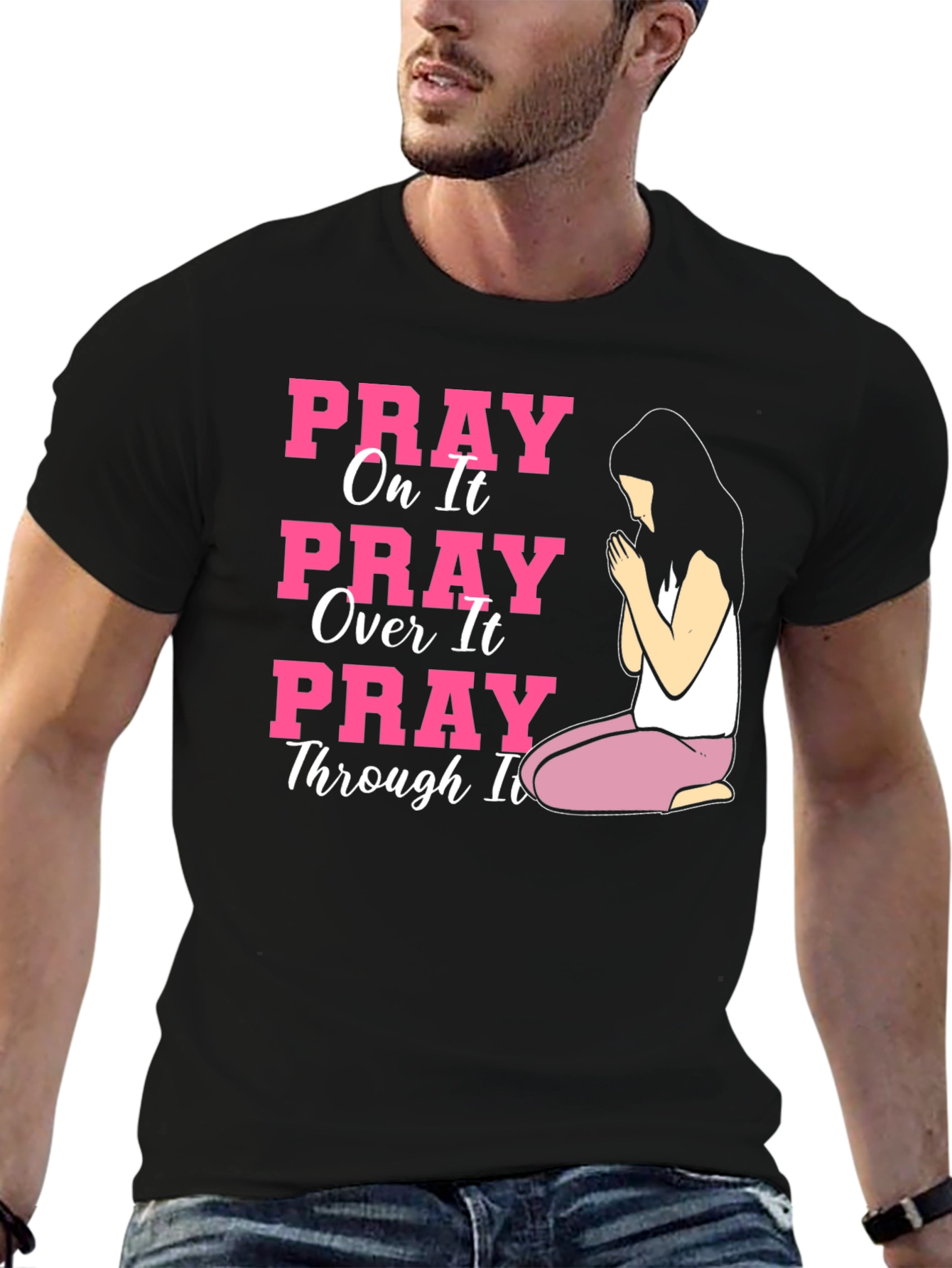 Black Pray On It Graphic Tee view 6
