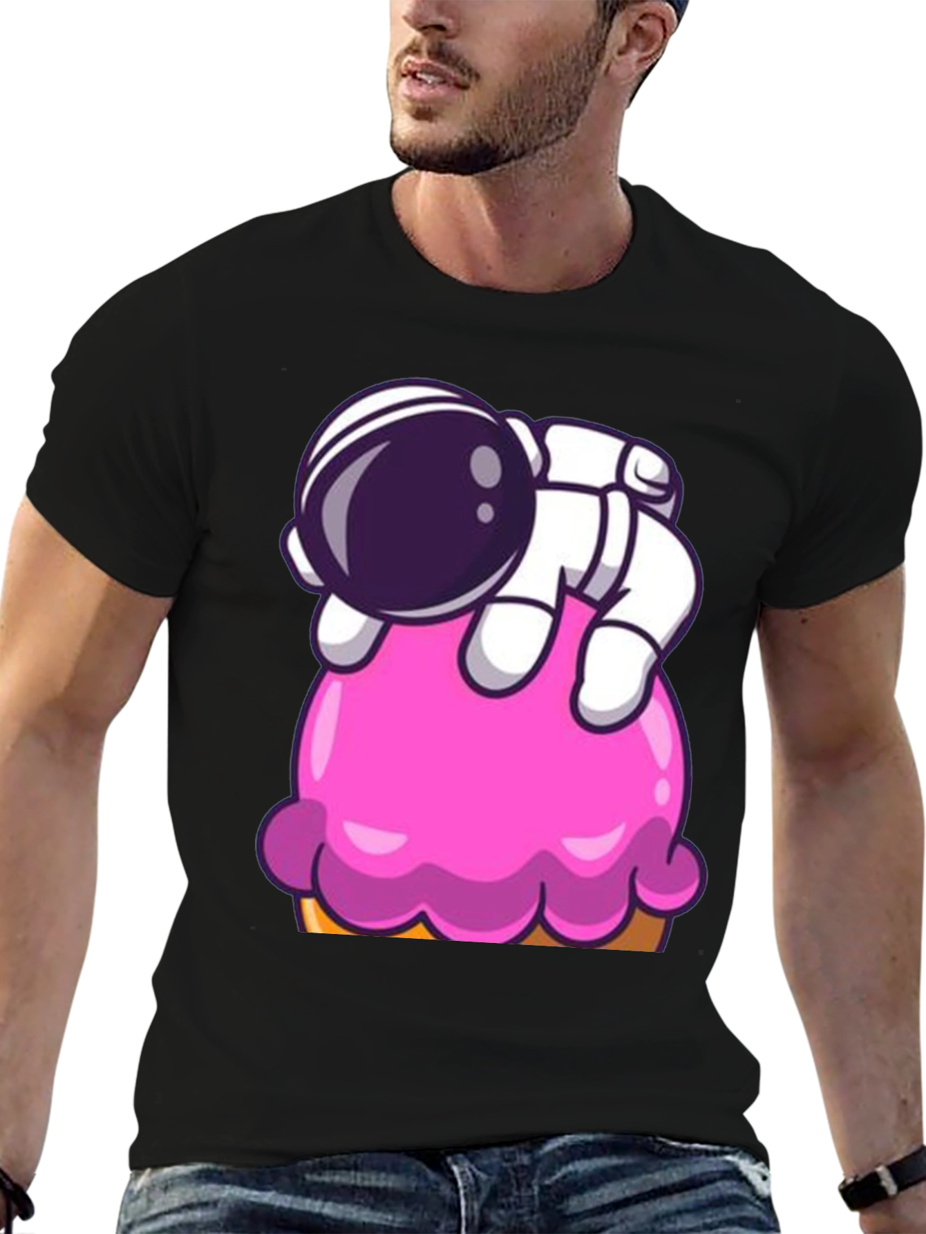 Black Astronaut Ice Cream Graphic Tee view 6