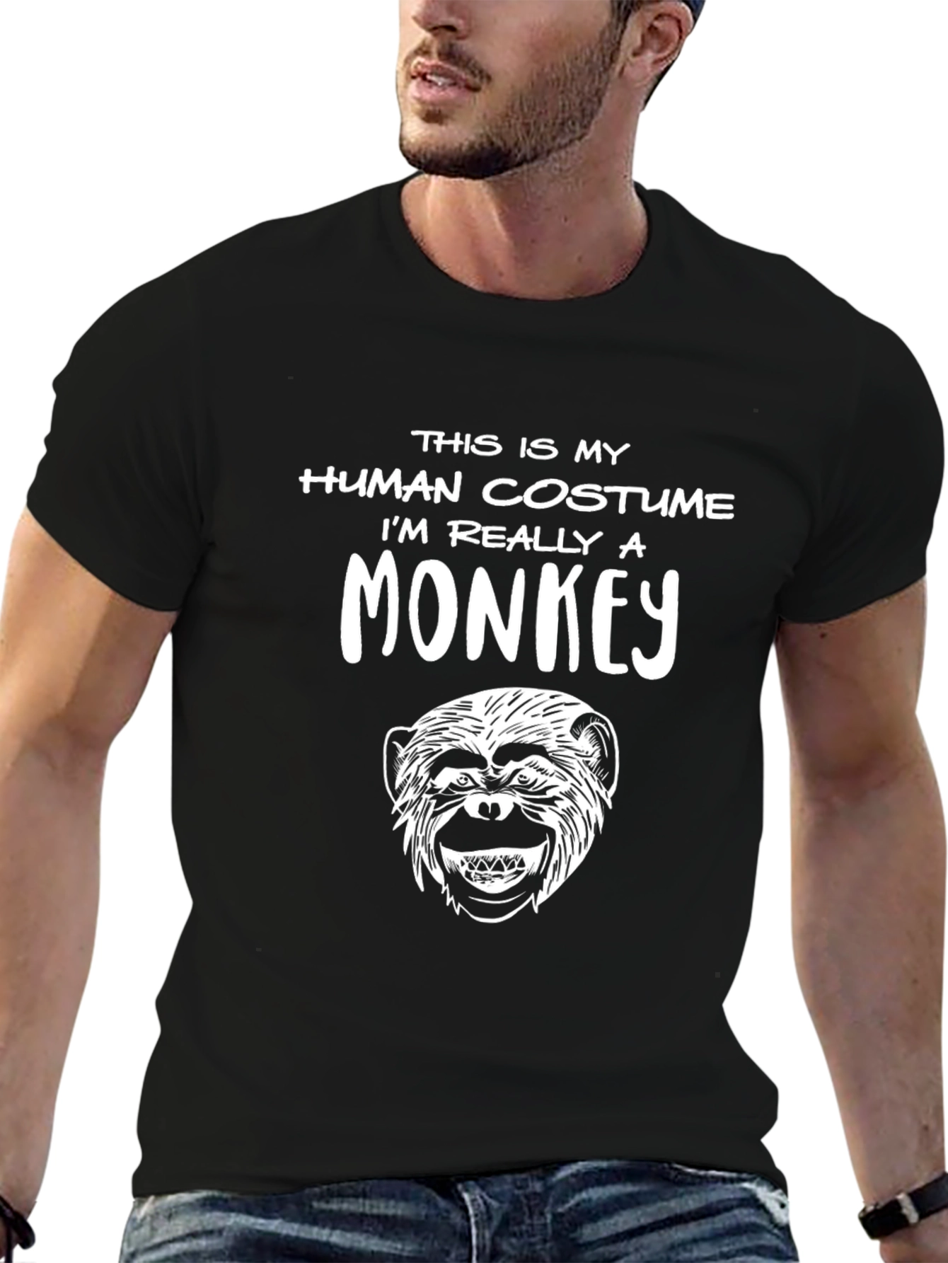Black Human Costume Monkey Graphic Tee view 6