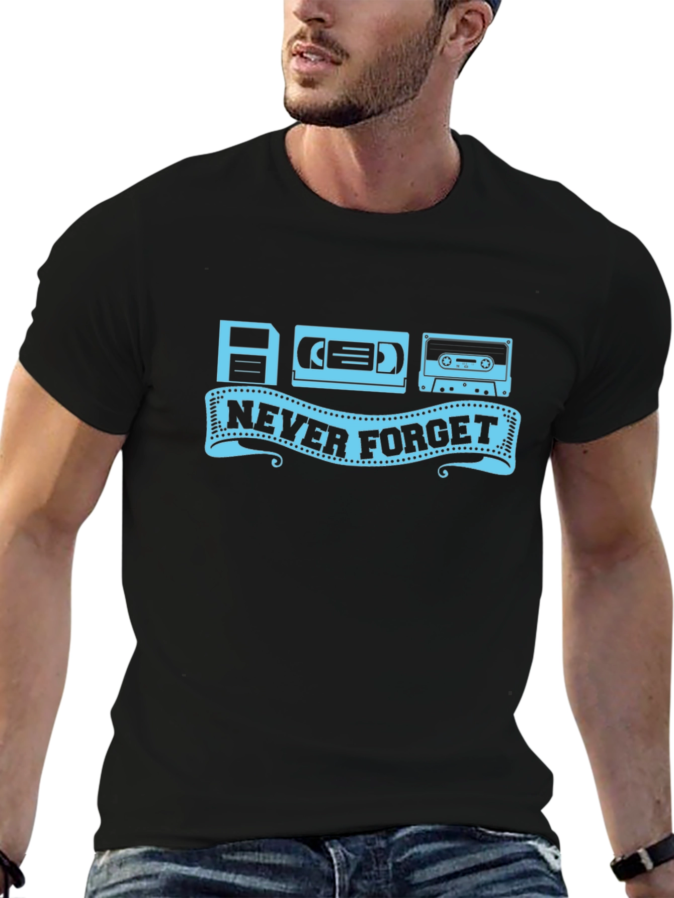 Black Never Forget Retro Tech T-Shirt view 6