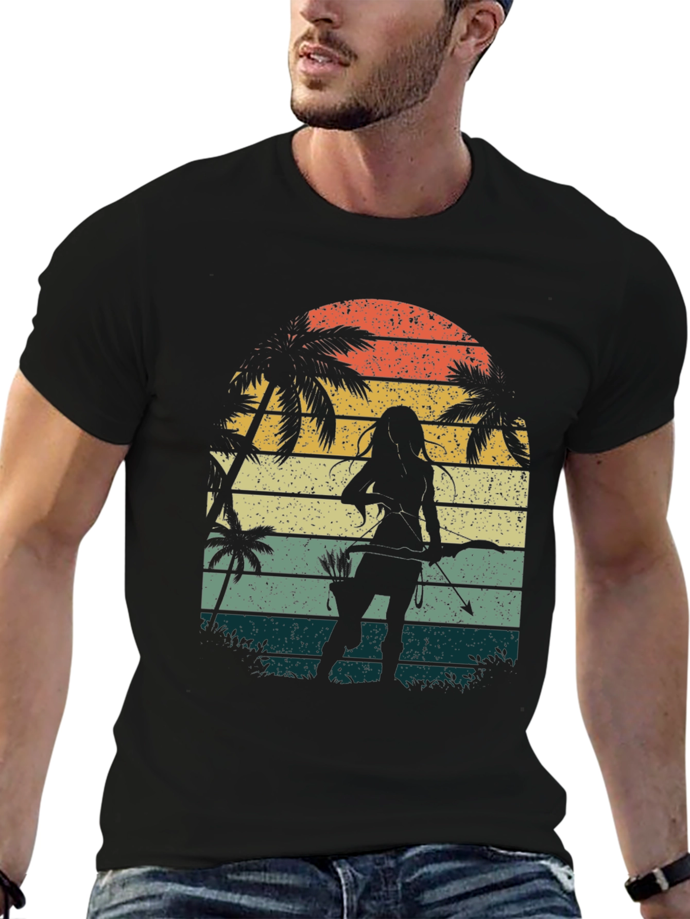 Retro Archer Tee - Tropical Sunset Design - 6
