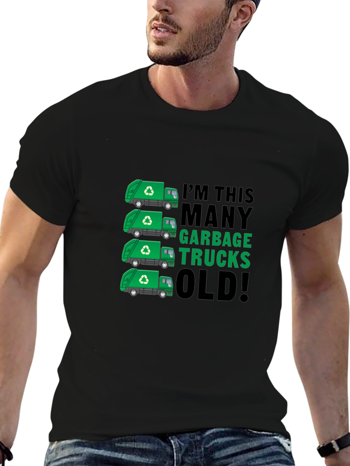 Black Funny Garbage Truck Birthday T-Shirt view 6
