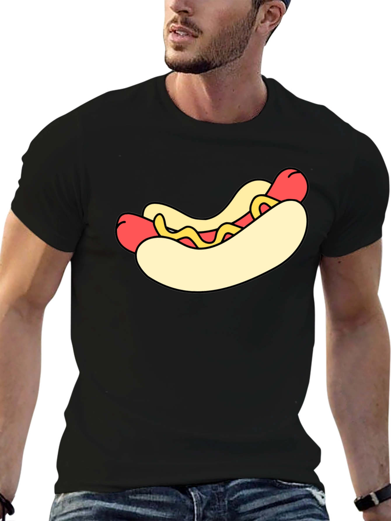 Black Hot Dog Graphic Black T-Shirt view 6