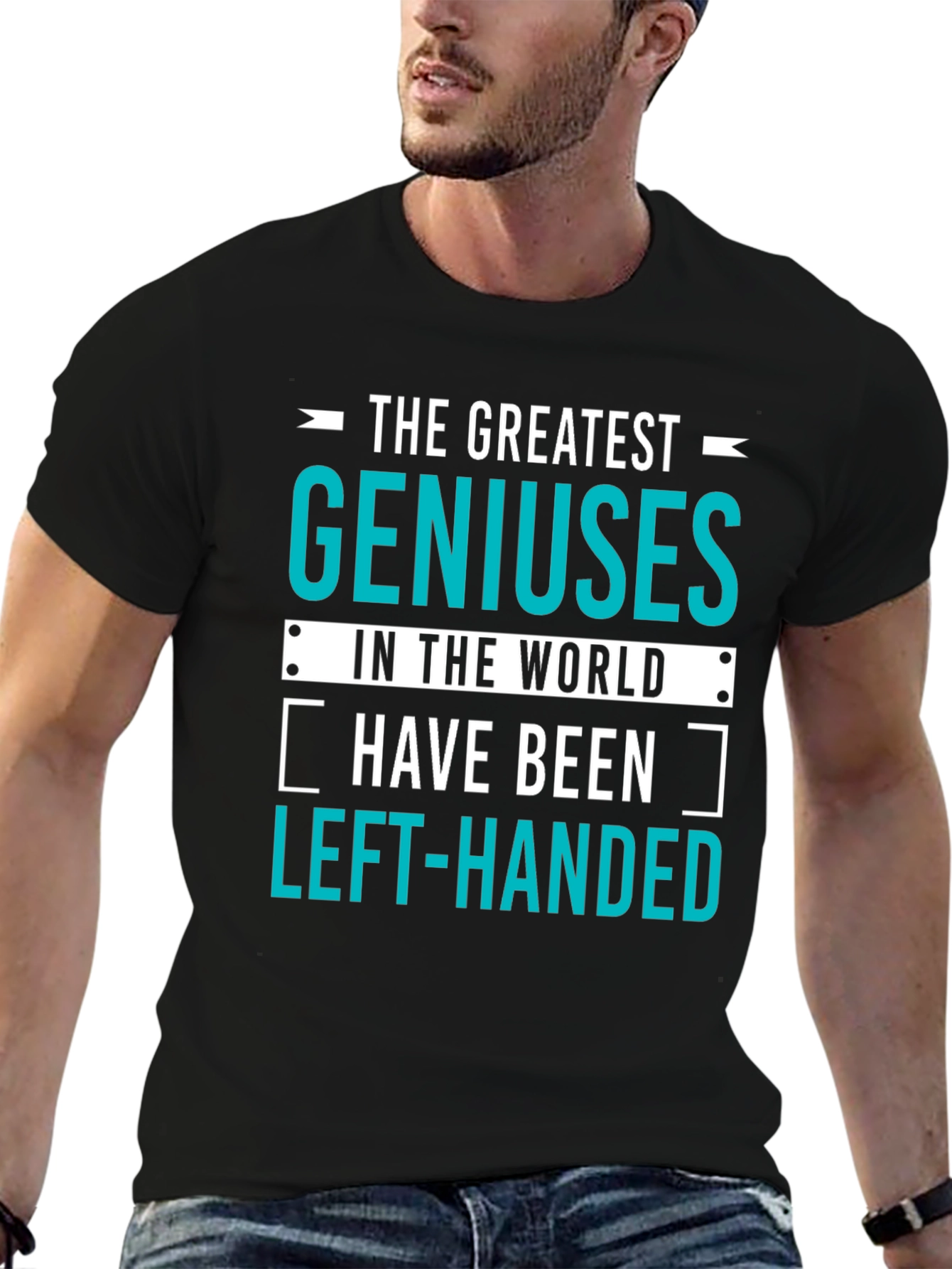 Black Genius Left-Handed T-Shirt: Funny Gift for Smart People! view 6