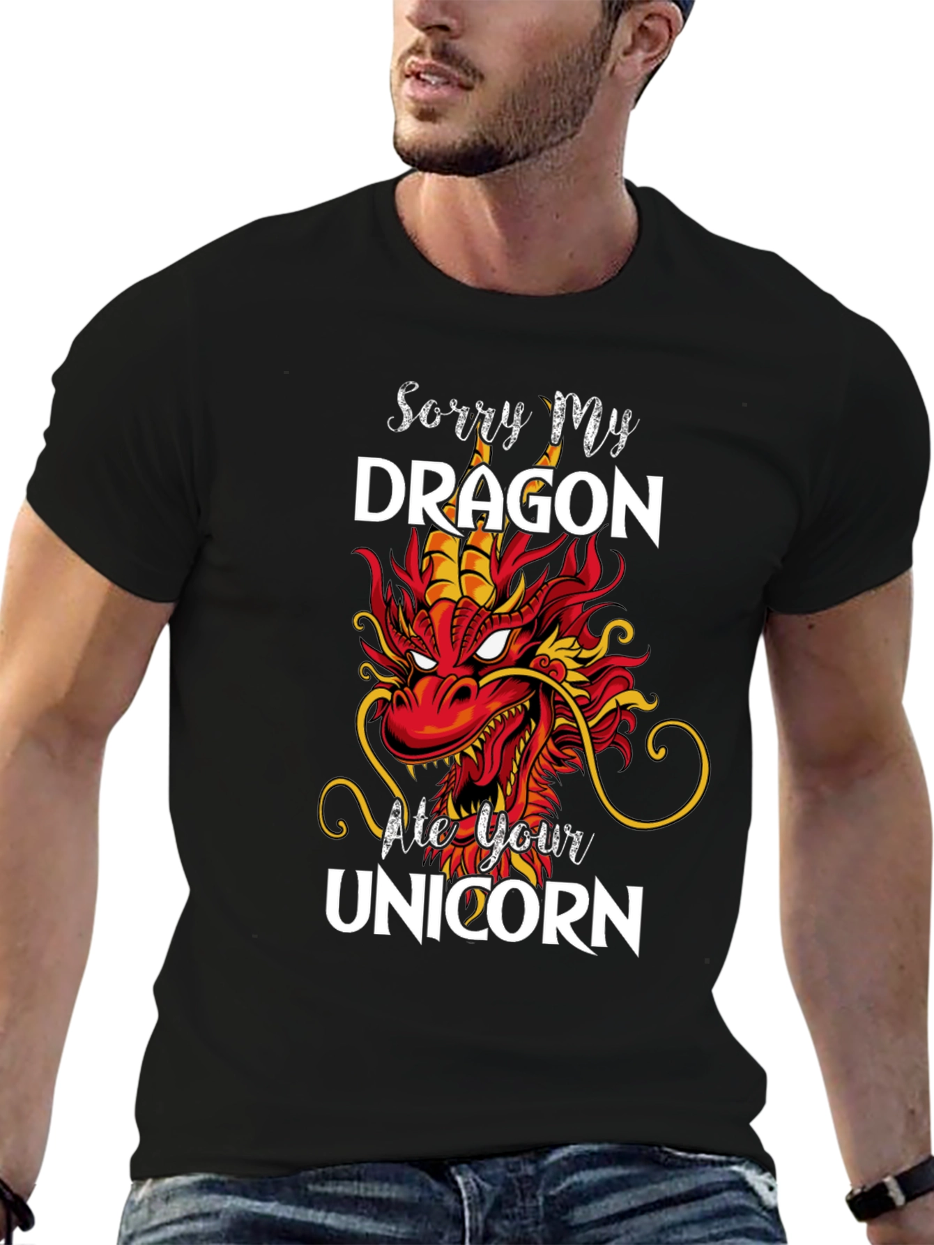 Black Sorry My Dragon Ate Your Unicorn T-Shirt view 6