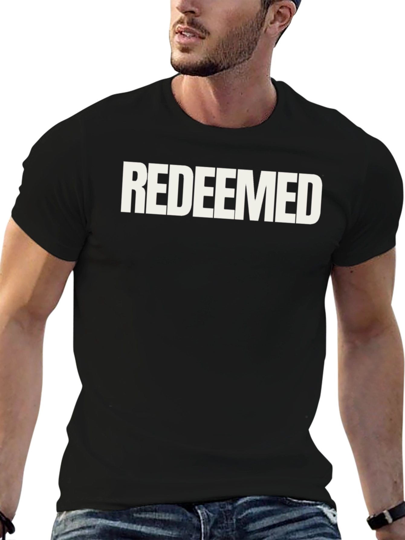 Black Redeemed Graphic Print Crew Neck T-Shirt view 6